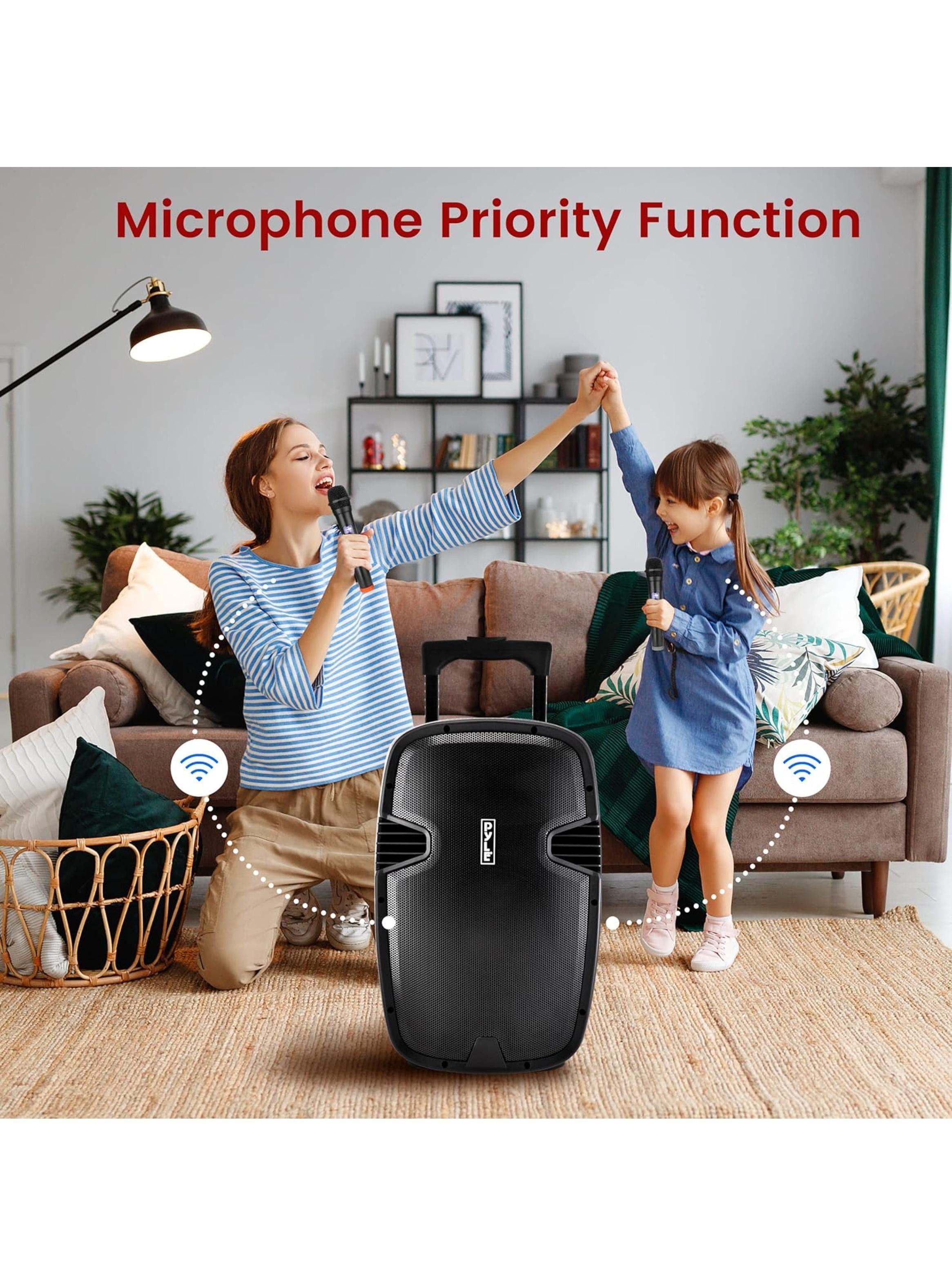 Parlante Karaoke Pyle con Bluetooth dos Microfonos y 15 Pulgadas-7