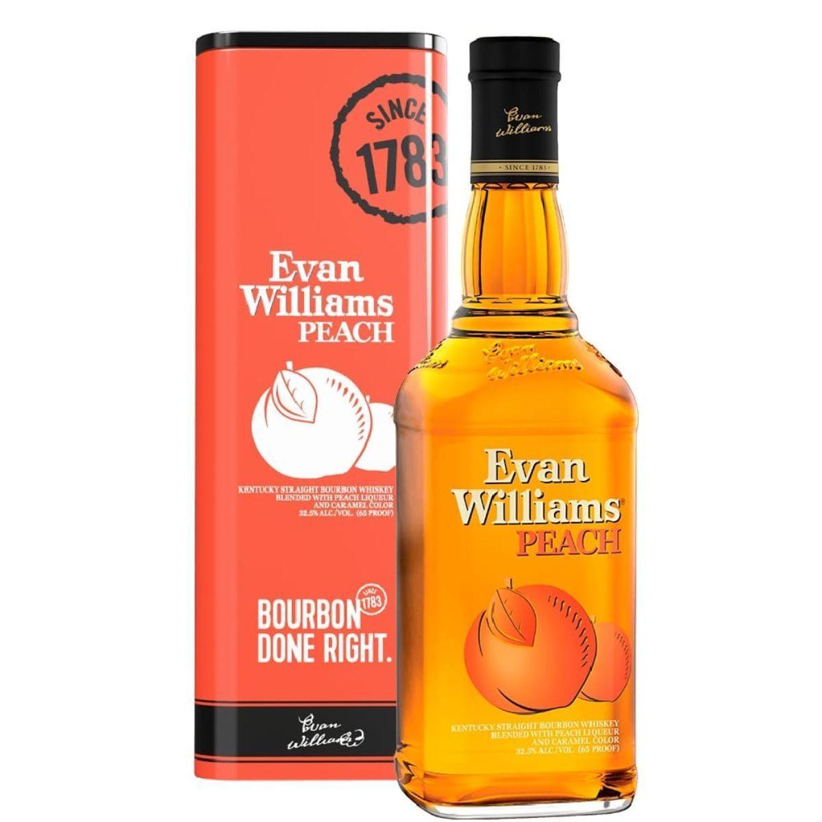 Whiskey Bourbon Evan Williams Peach Tin Box 750ml-0