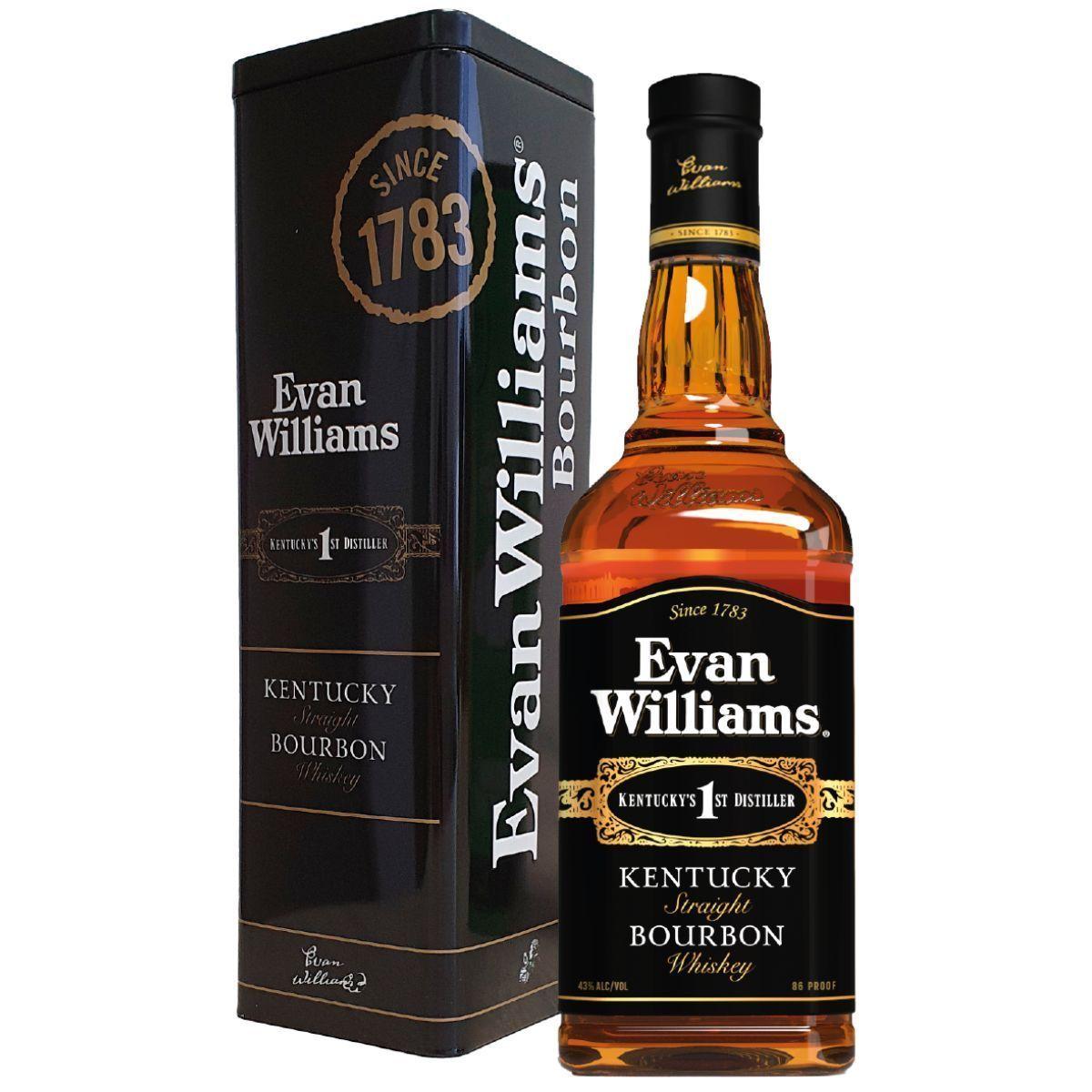 Whiskey Evan Williams Black Tin Box 750ml-0