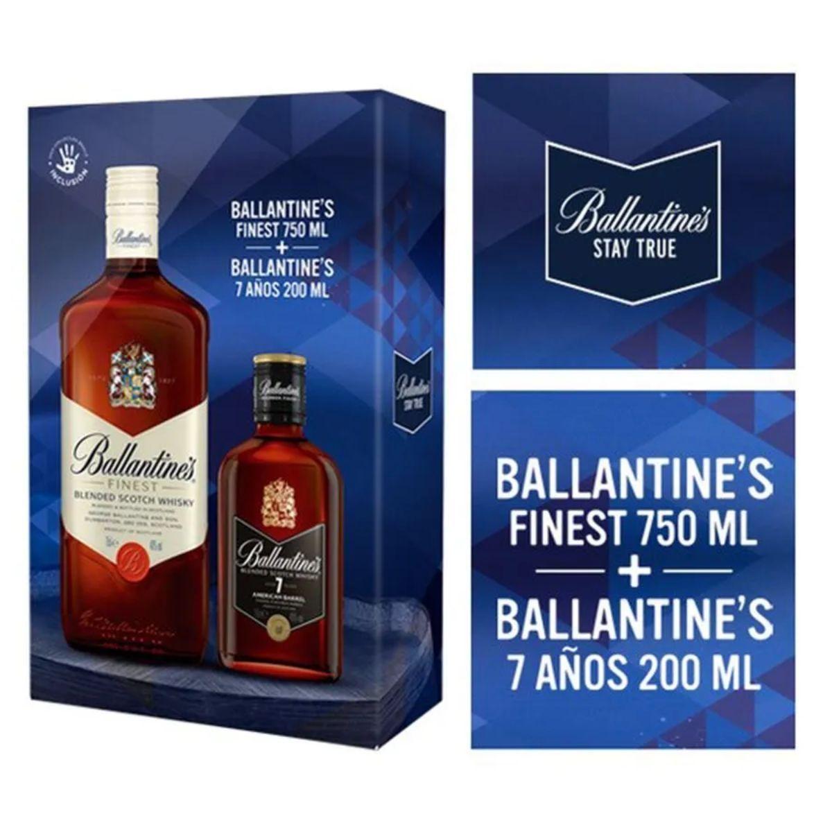 Pack Whisky Ballantines Finest 40 750 ml Ballantines 7 A os 40 200 ml-0