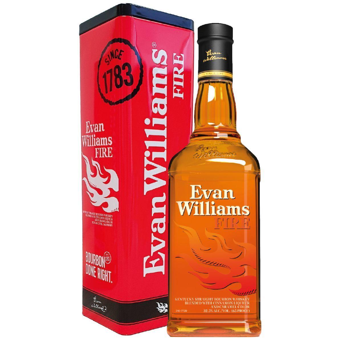 Whiskey Evan Williams Fire Tin Box 750ml-0