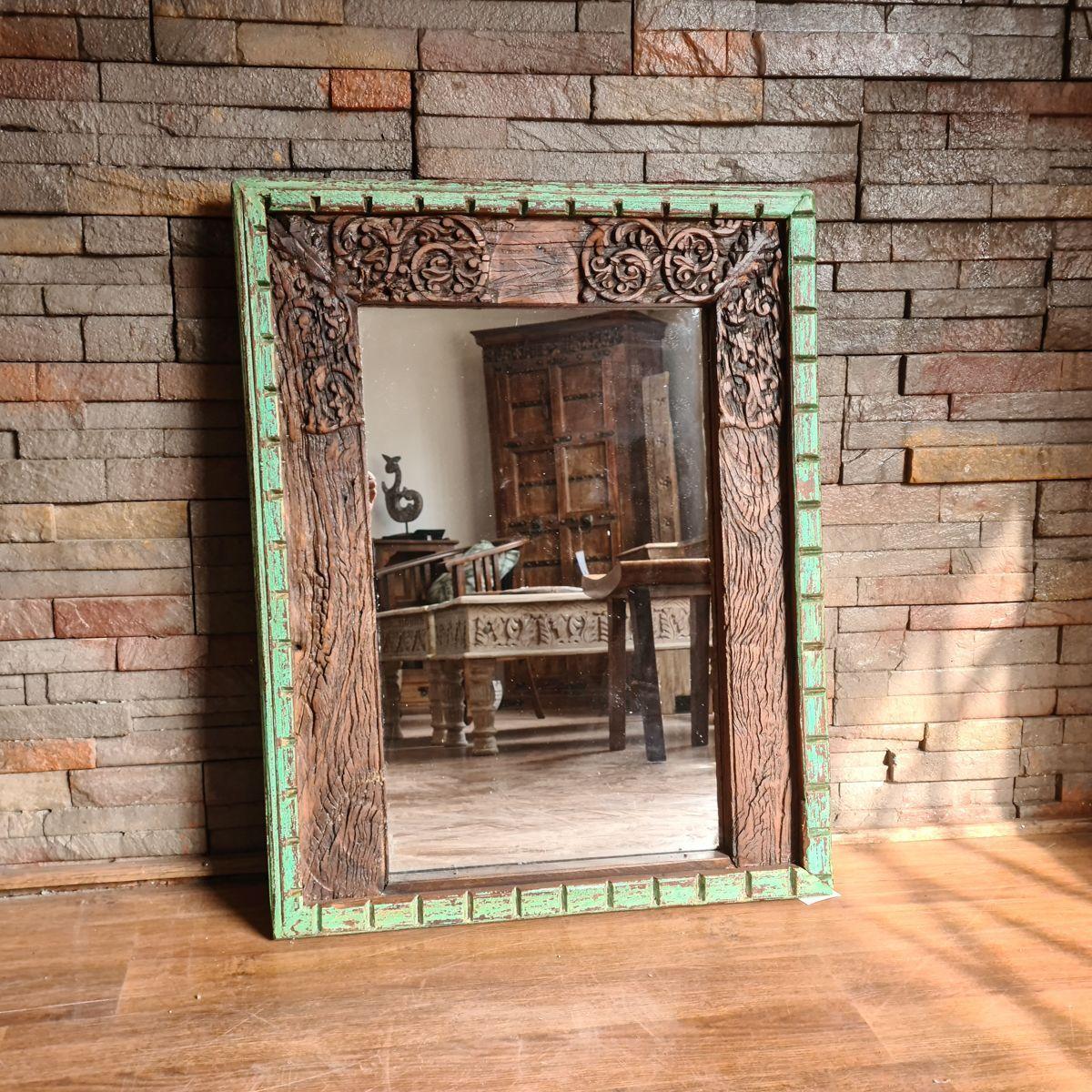 Espejo Herbal ventana original antigua tallada 130x100-3