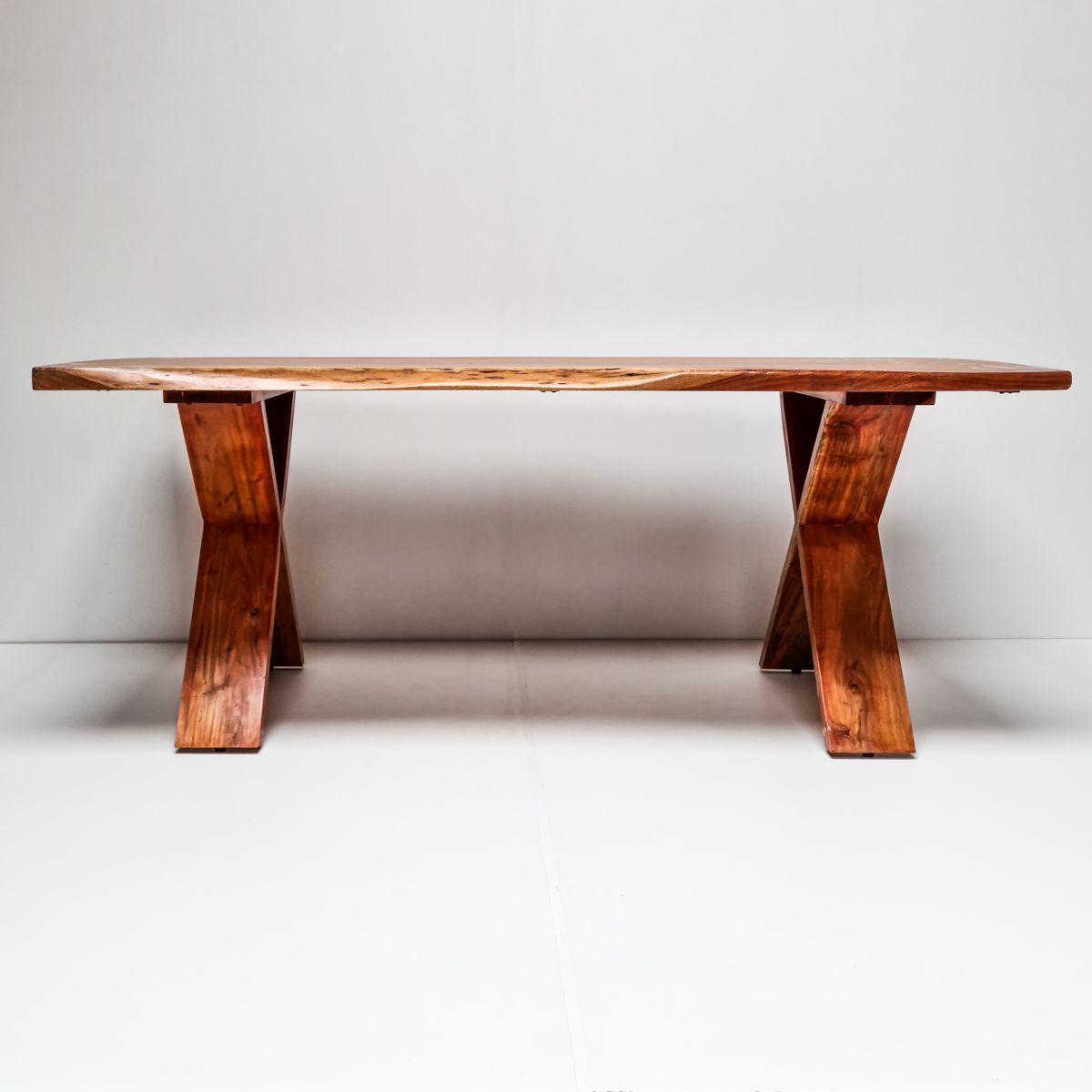 Mesa de comedor Girona 210×120 Madera Teca borde rústico-11