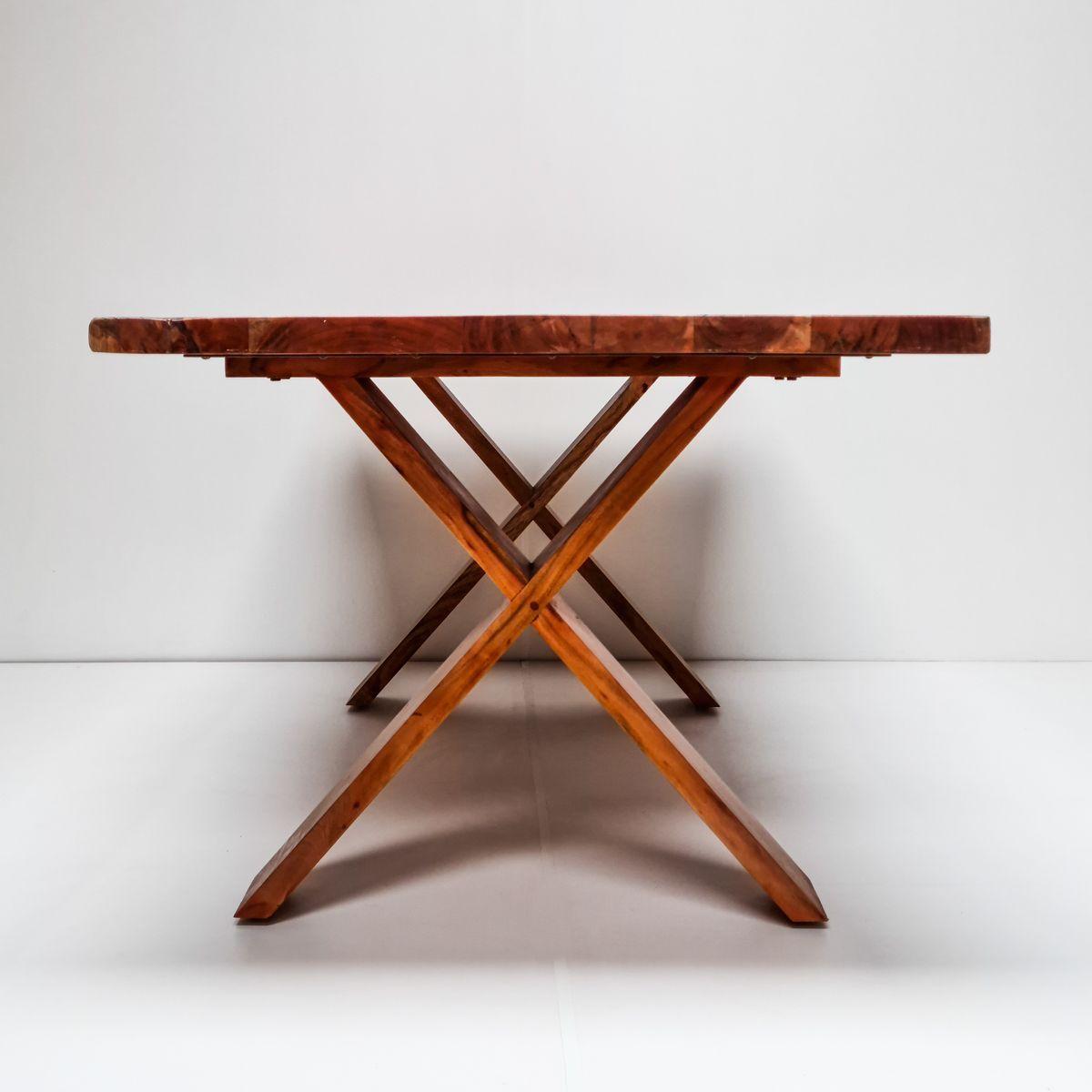 Mesa de comedor Girona 210×120 Madera Teca borde rústico-4