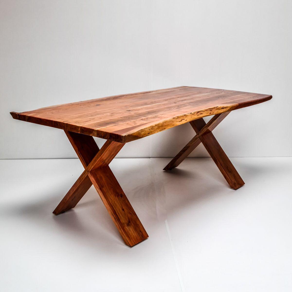 Mesa de comedor Girona 210×120 Madera Teca borde rústico-1