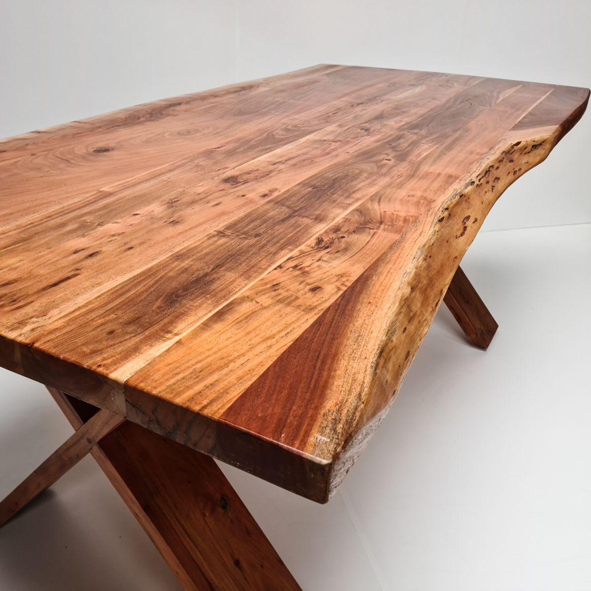 Mesa de comedor Girona 210×120 Madera Teca borde rústico-3