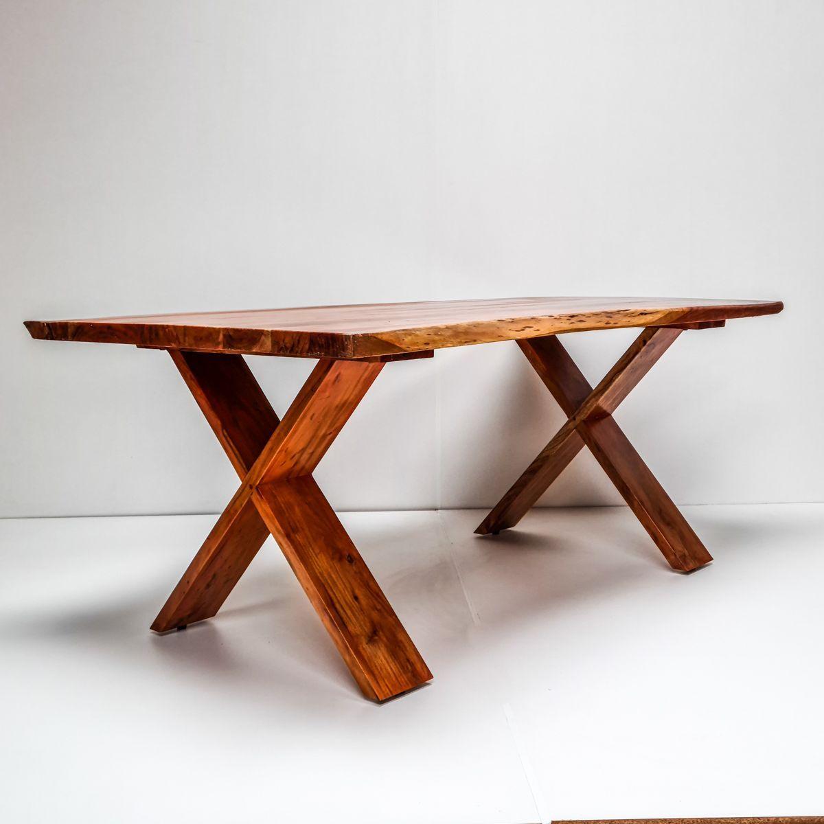 Mesa de comedor Girona 210×120 Madera Teca borde rústico-7