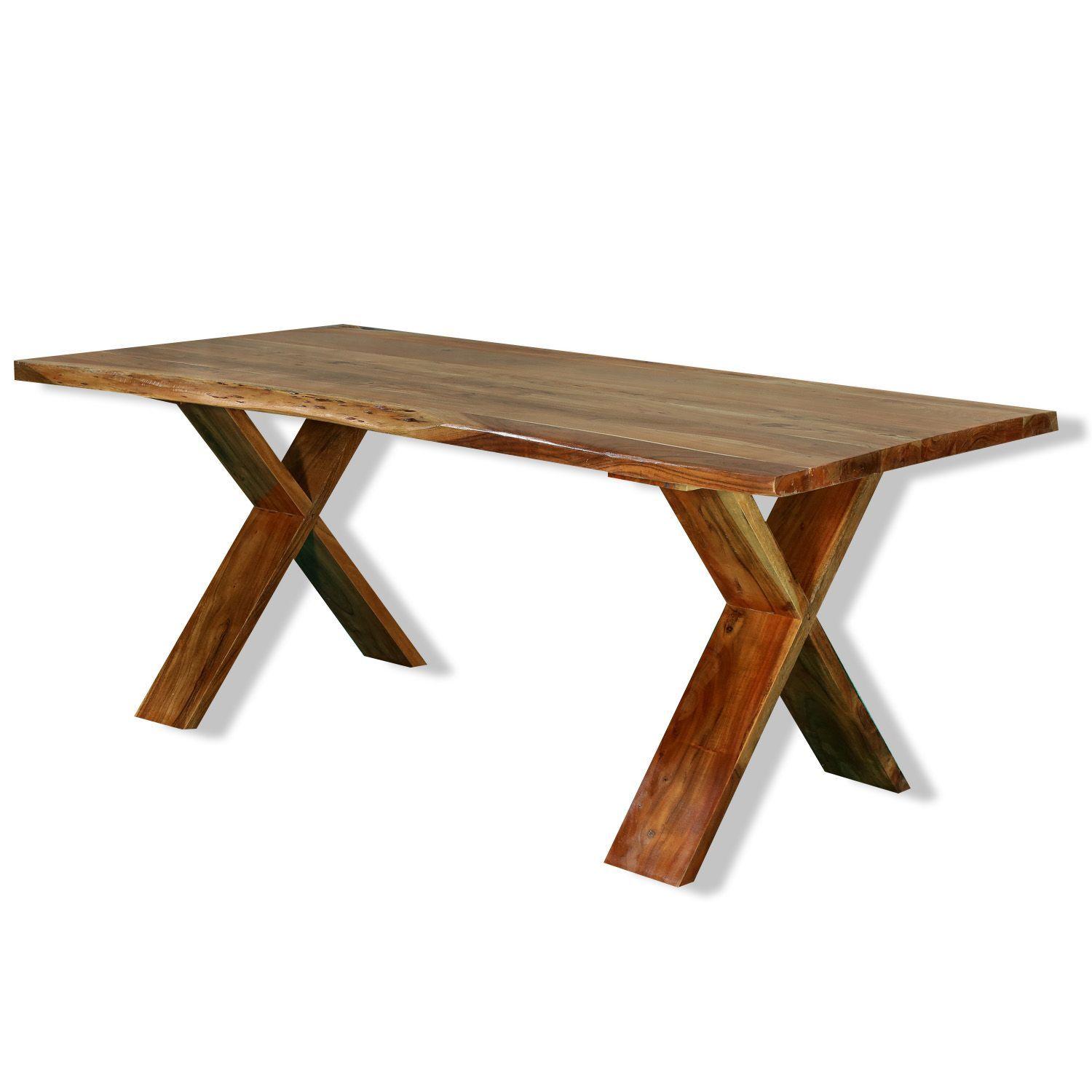 Mesa de comedor Girona 210×120 Madera Teca borde rústico-0
