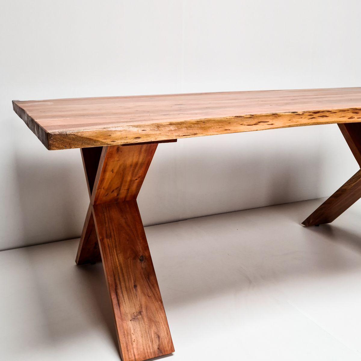 Mesa de comedor Girona 210×120 Madera Teca borde rústico-8