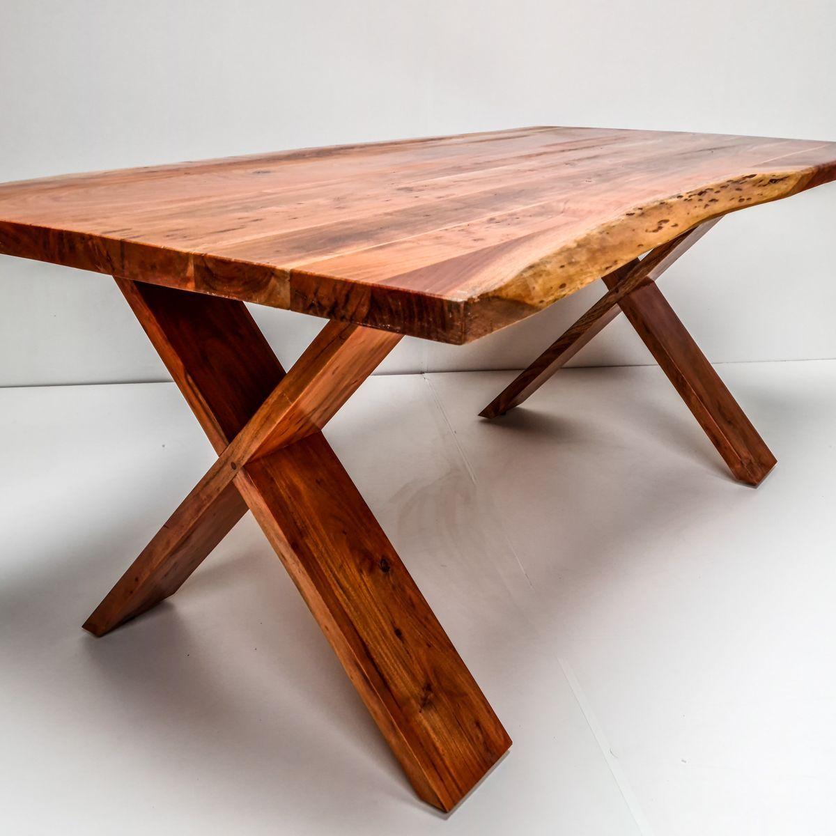 Mesa de comedor Girona 200×100 Madera Teca borde rústico-2