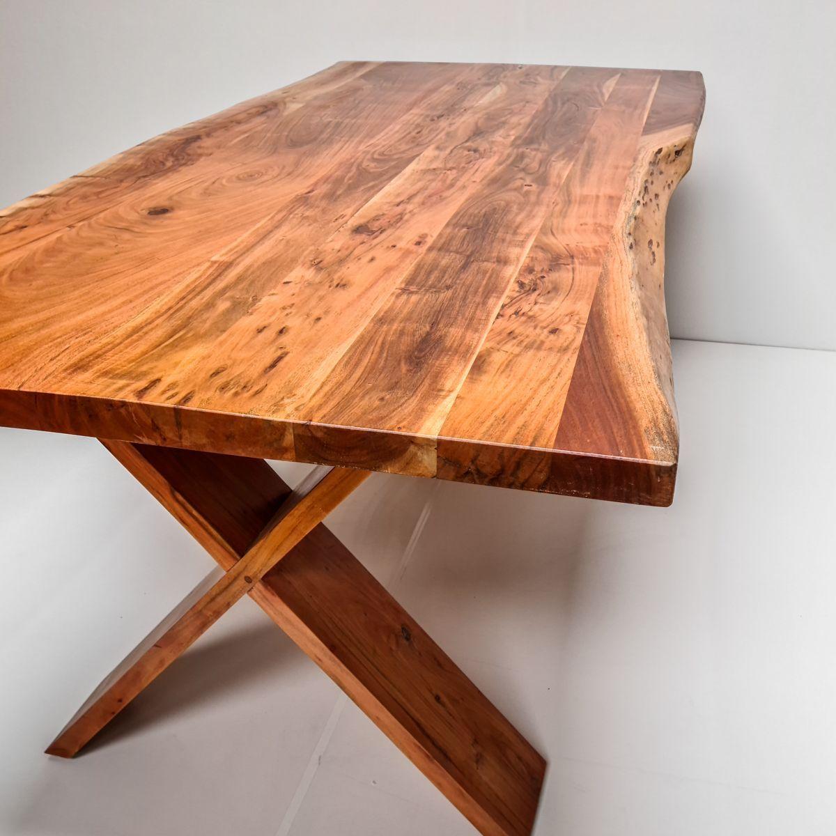 Mesa de comedor Girona 200×100 Madera Teca borde rústico-6