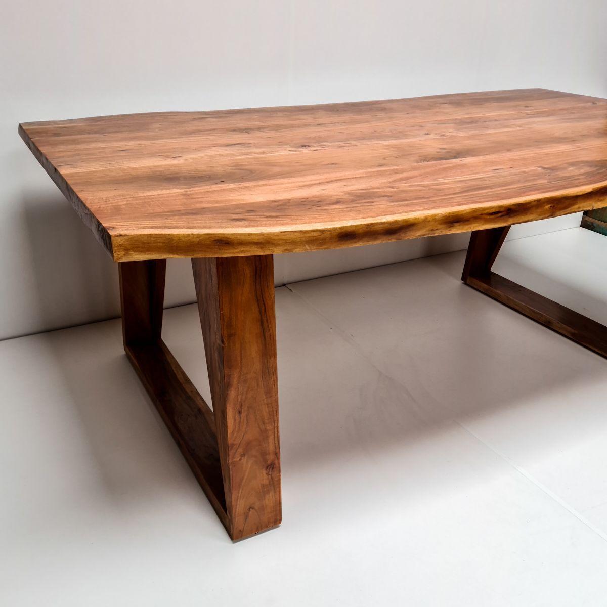 Mesa de comedor Tarragona 200×100 Madera Teca borde rústico-11