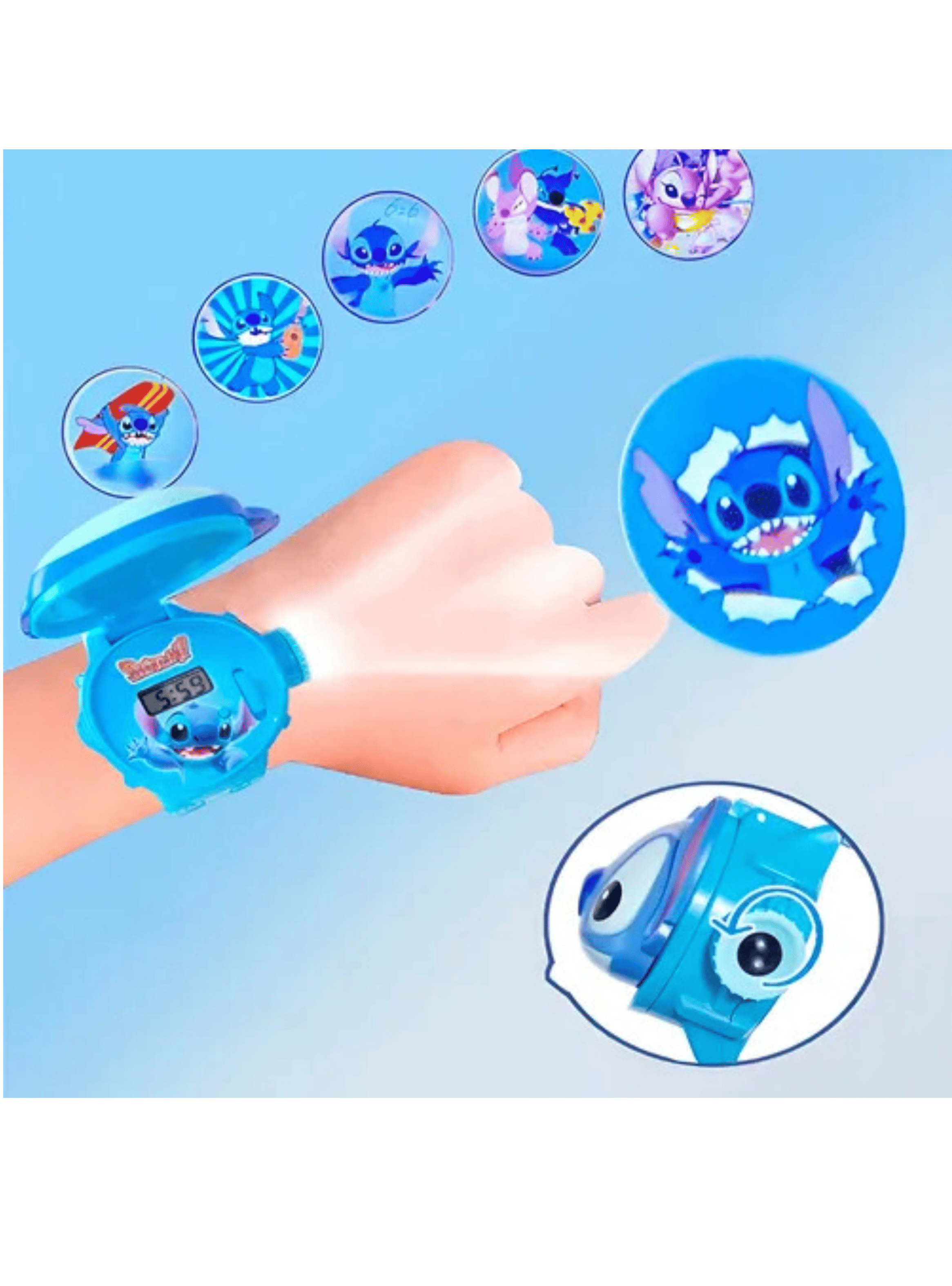 Reloj Proyector Lilo y Stitch para niños-2
