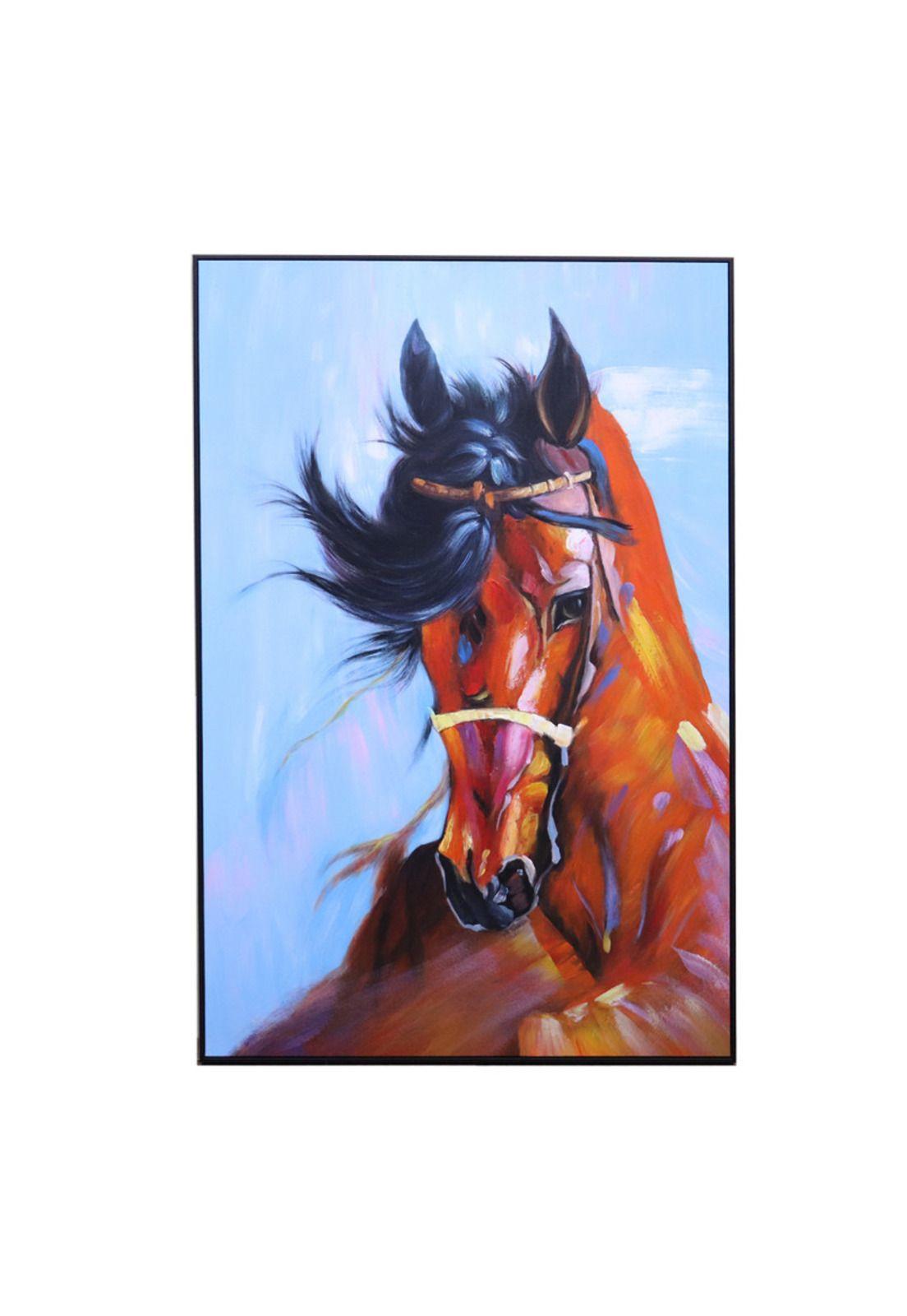 Cuadro Decorativo Retrato Caballo 80x120cm Óleo a mano -0