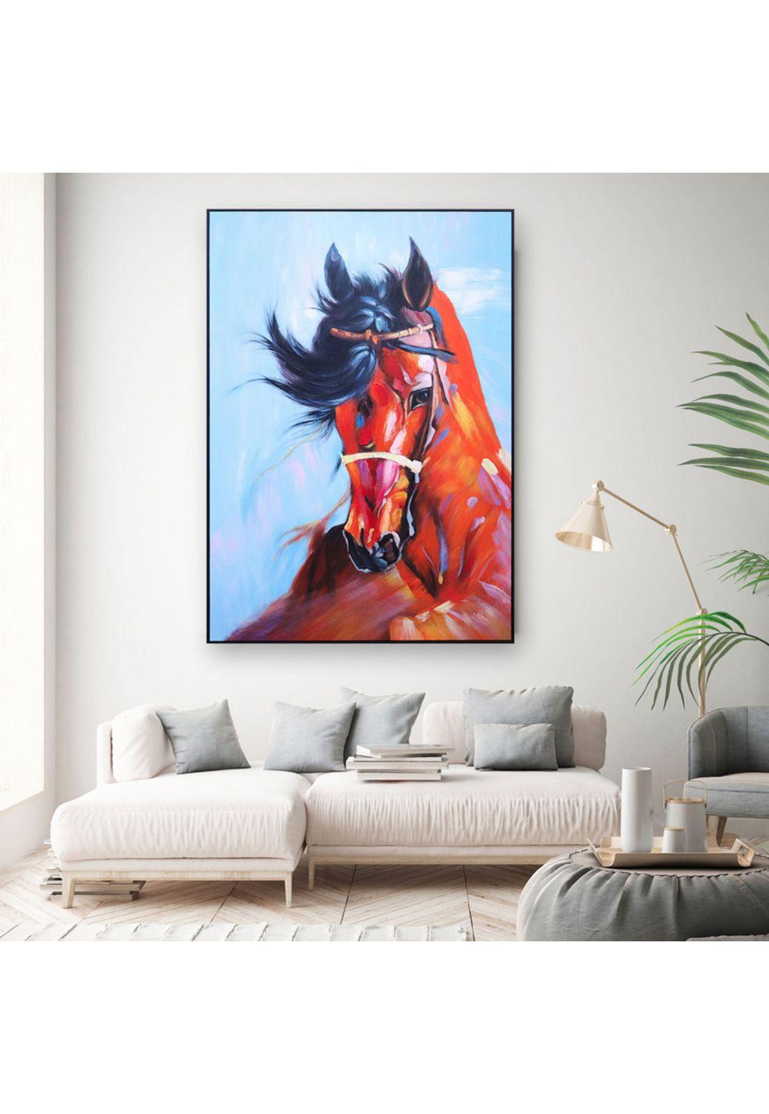 Cuadro Decorativo Retrato Caballo 80x120cm Óleo a mano -1