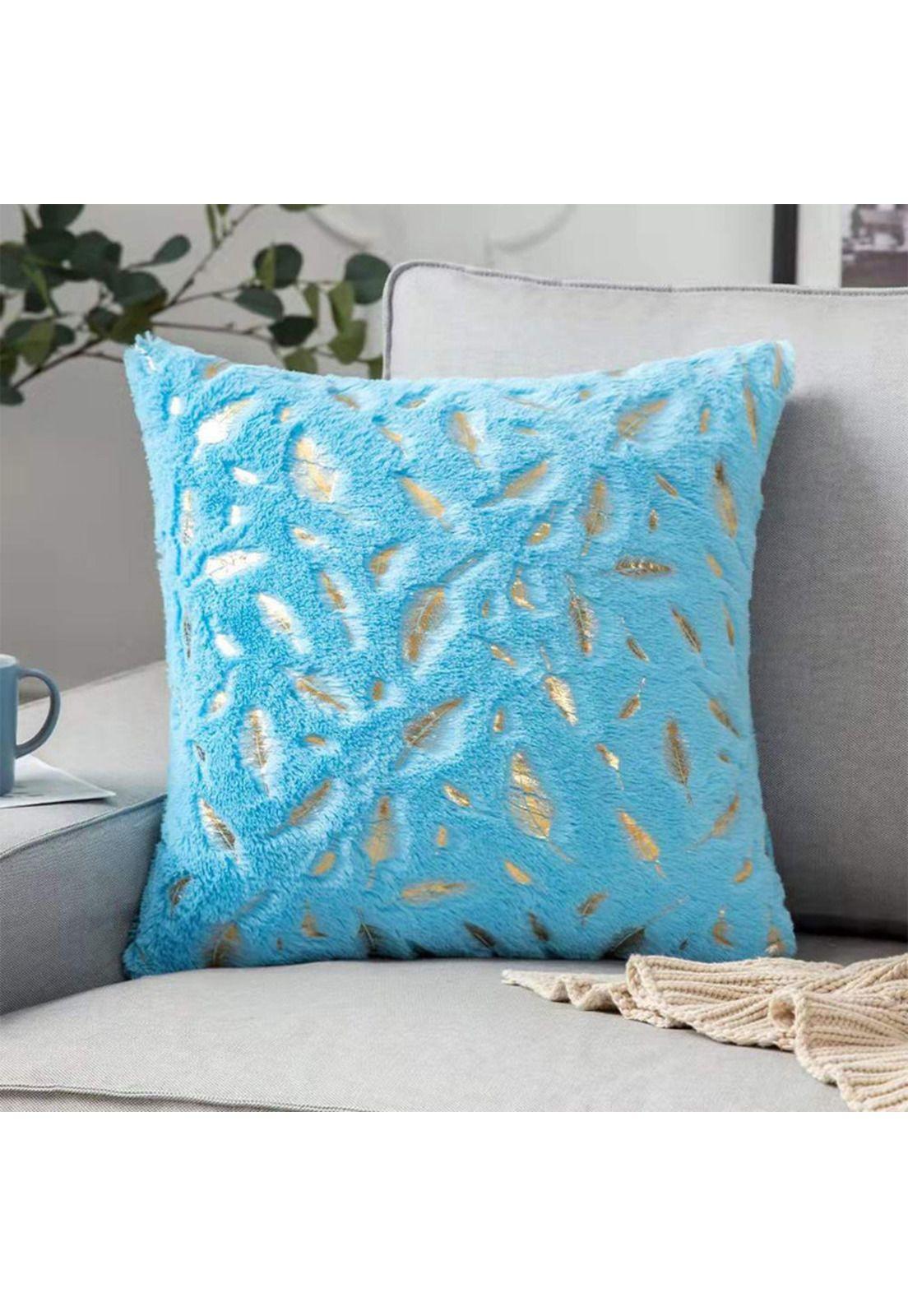 Cojín Velvet Peludo Celeste 45x45 -1