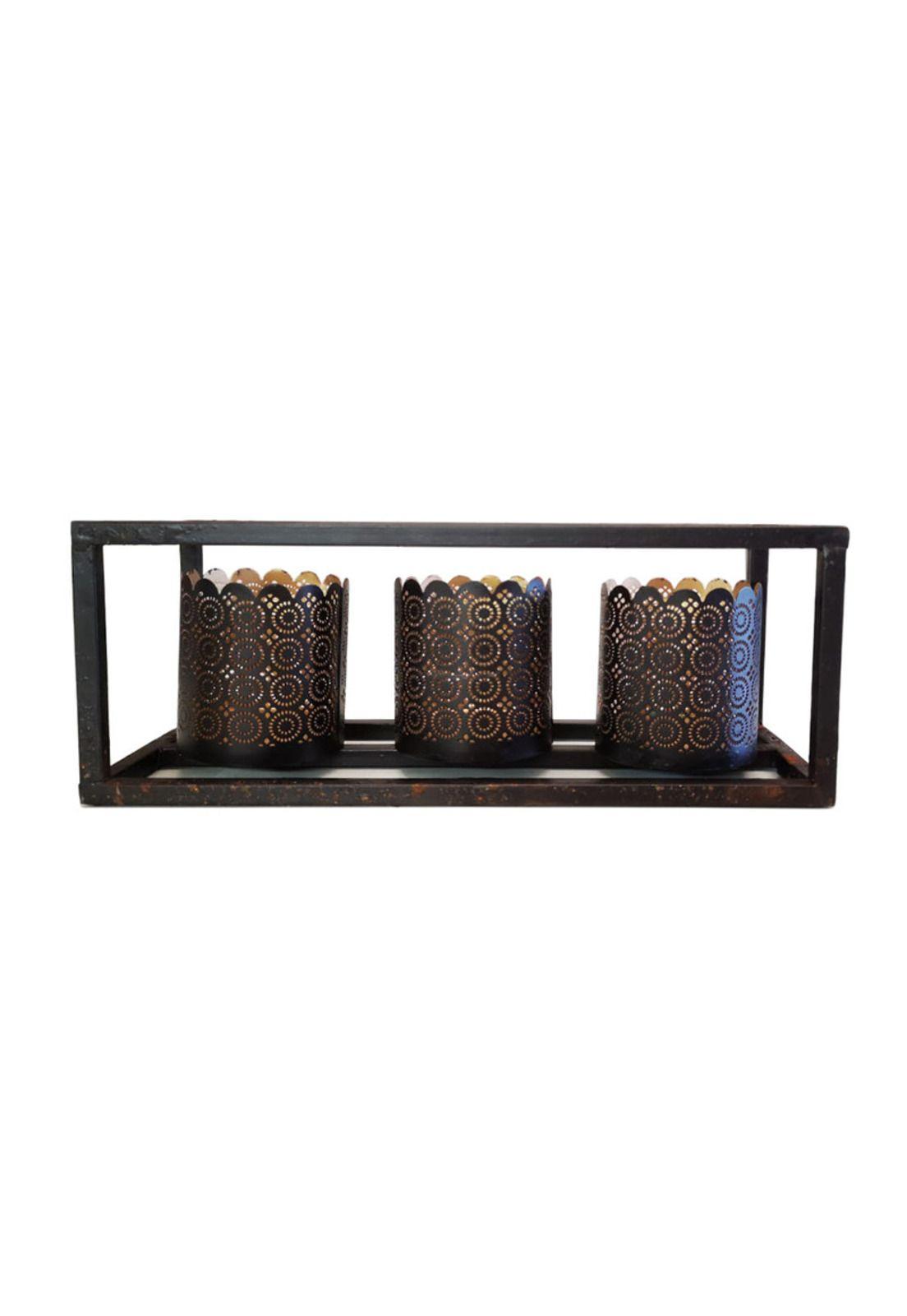 Porta 3 Velas Metal Black-0