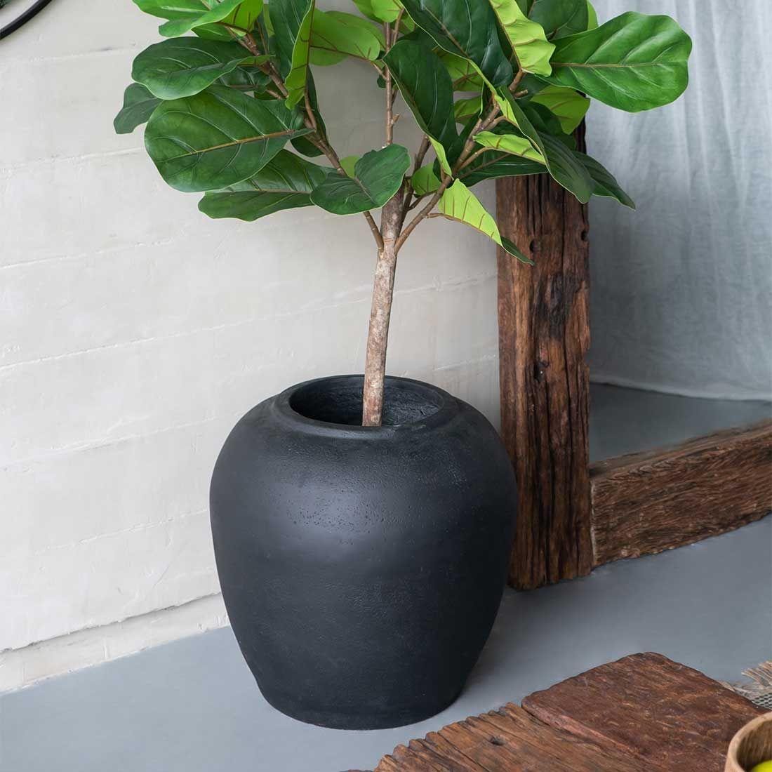 Macetero decorativo redondo color negro-2