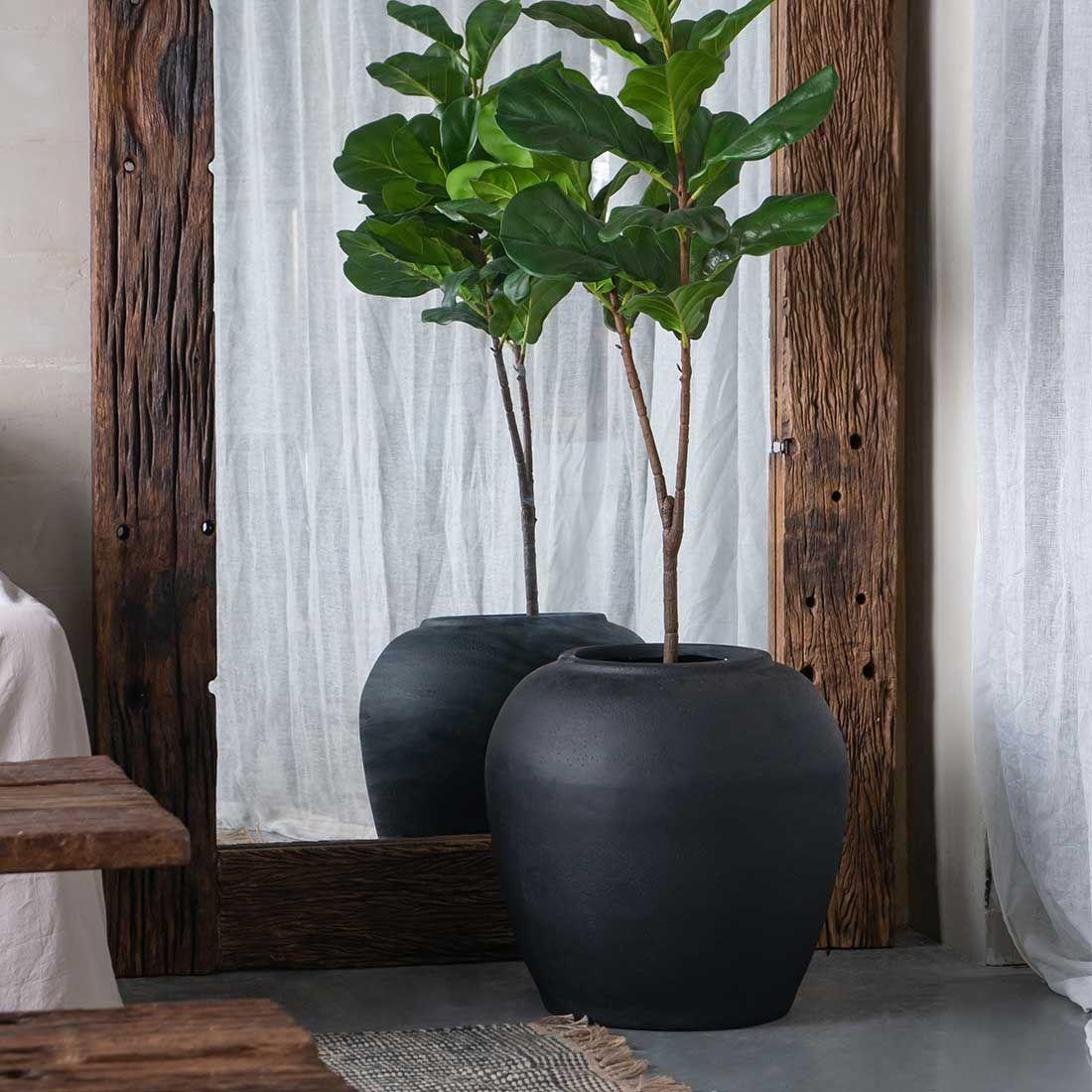 Macetero decorativo redondo color negro-3