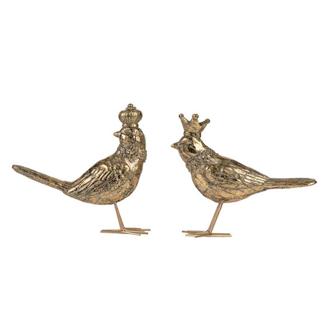 Set de dos esculturas decorativas de pájaros rey y reina-0