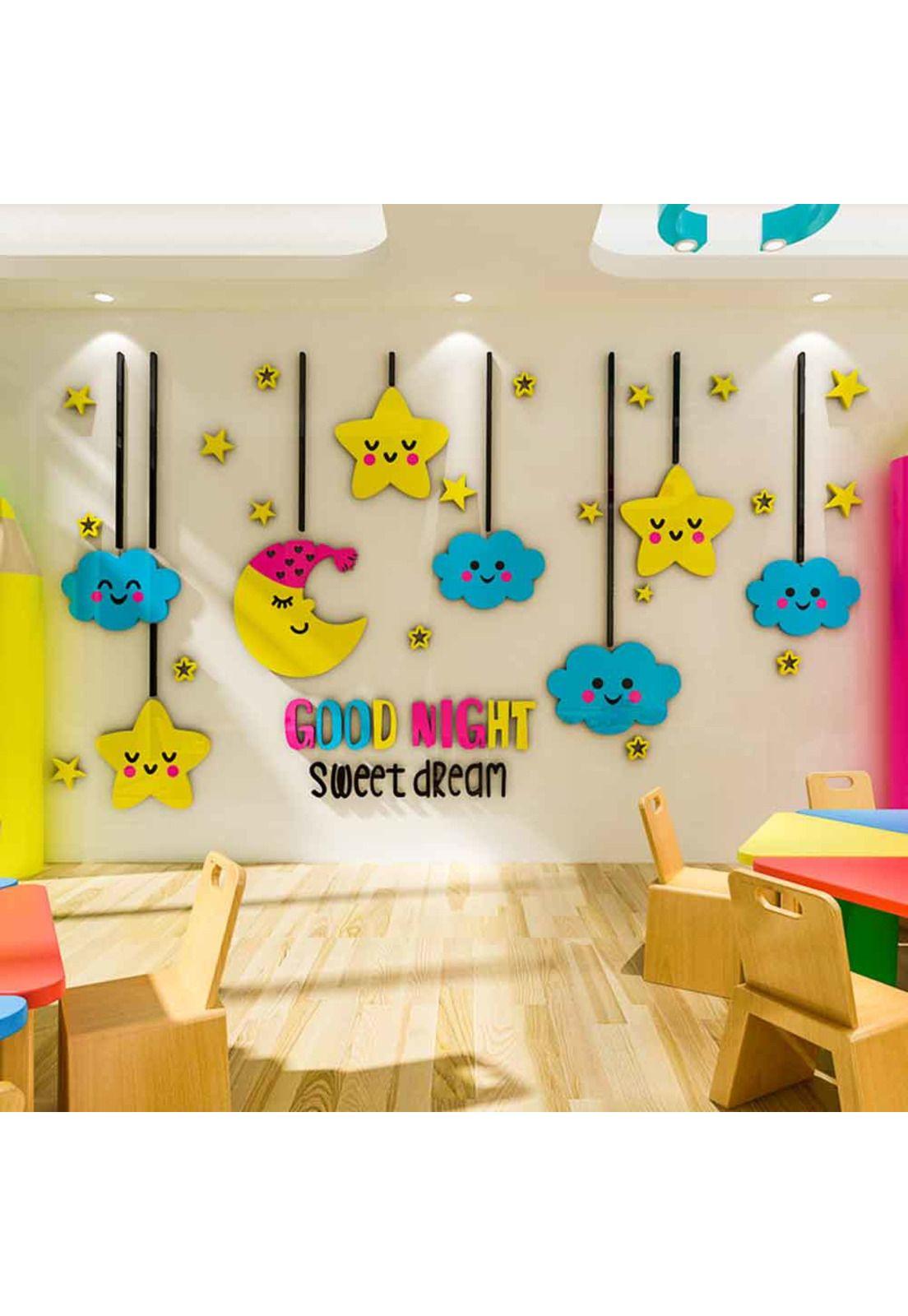 Sticker 3D diseño Nubes y Estrellas-2