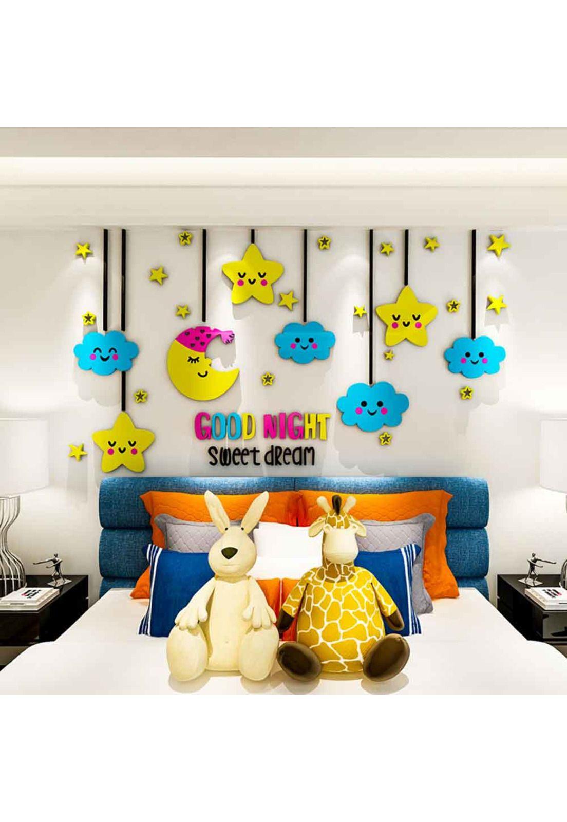 Sticker 3D diseño Nubes y Estrellas-3