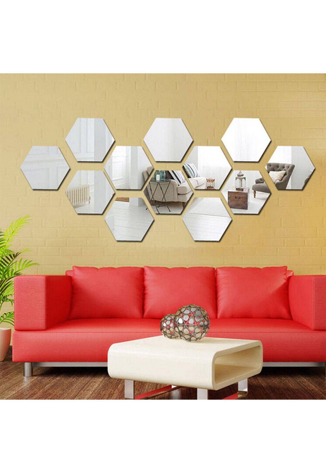 Adhesivo tipo Espejo Hexagonal Plateado XL -1