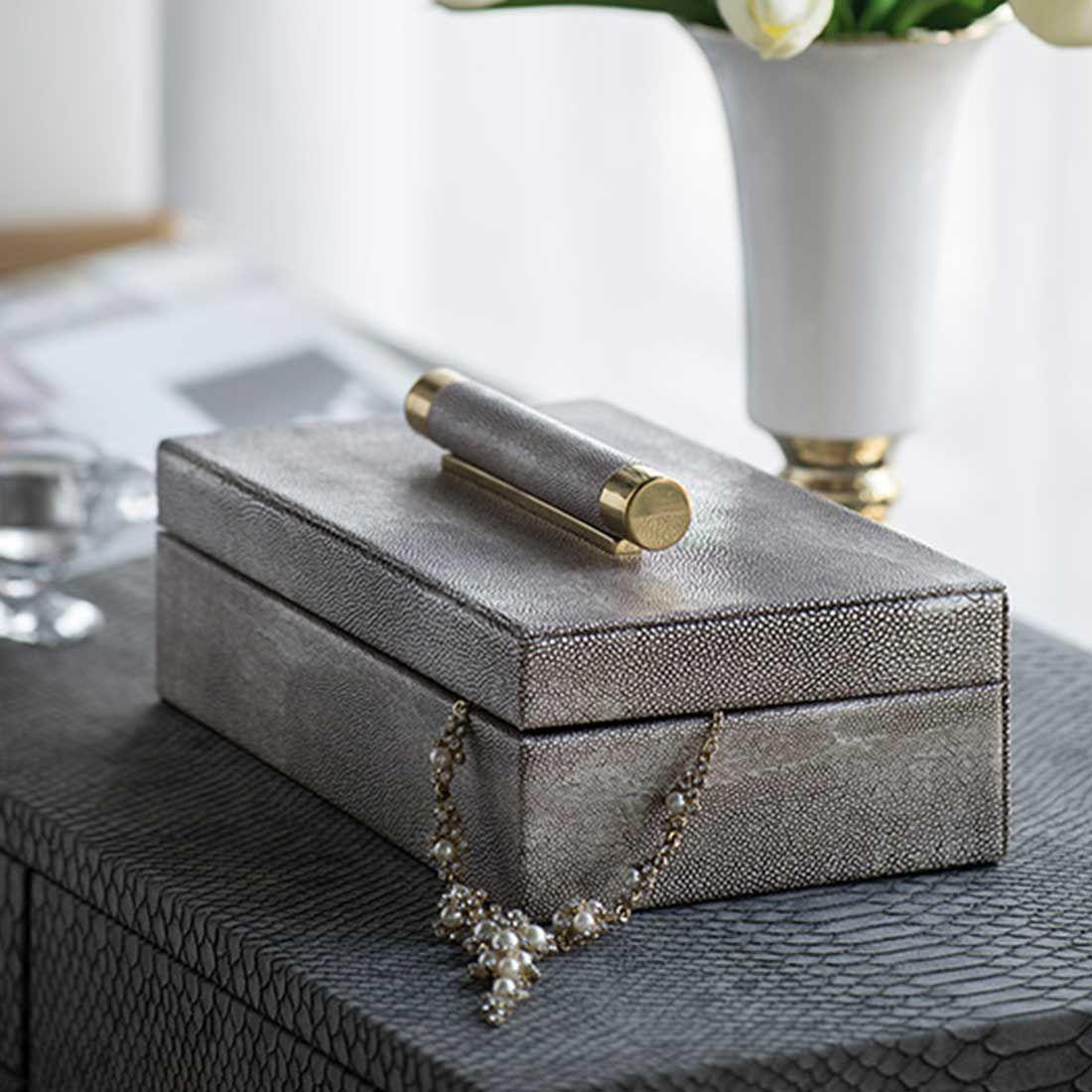 Set de 2 cajas decorativas eco cuero-2