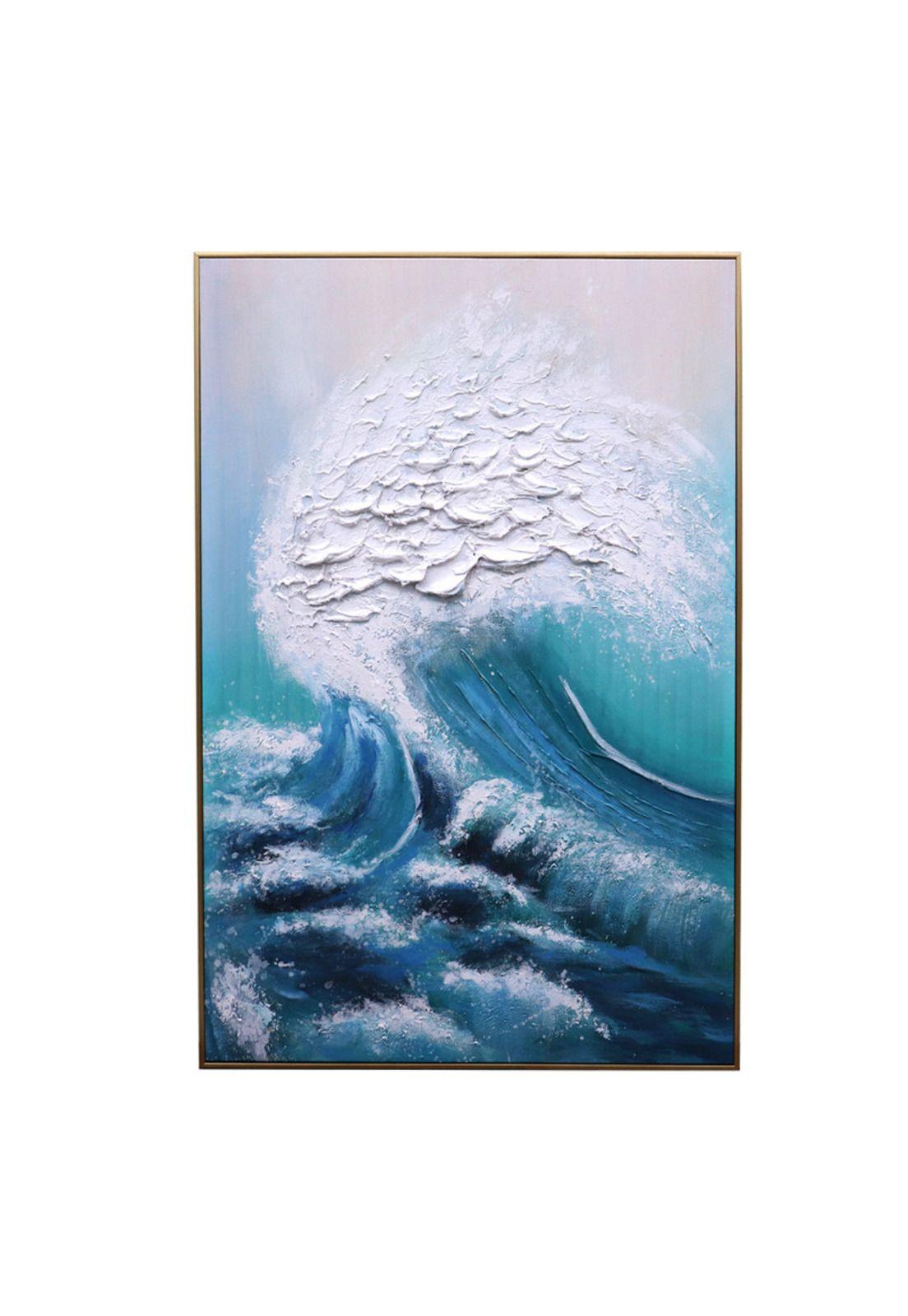 Cuadro Decorativo La Ola 80x120cm Óleo a mano -0