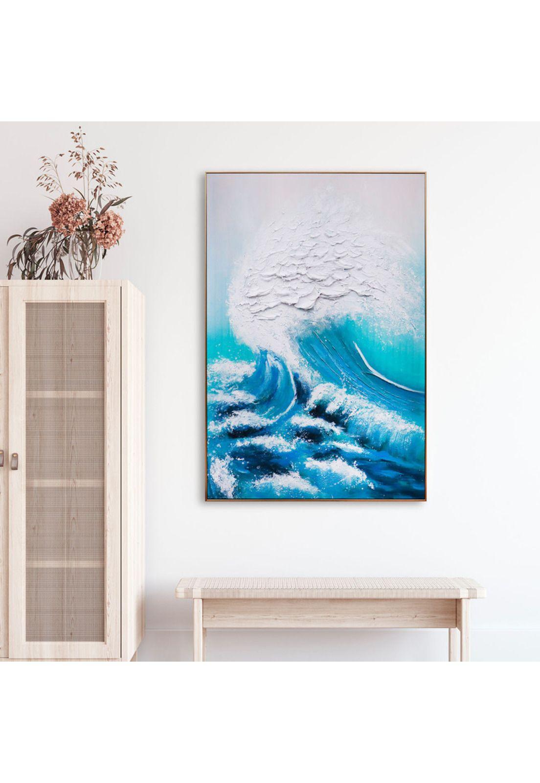 Cuadro Decorativo La Ola 80x120cm Óleo a mano -1