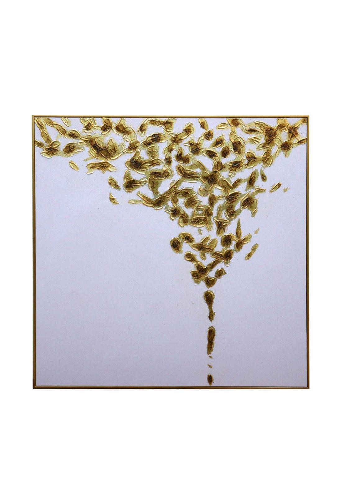 Cuadro Decorativo Oro que Fluye 100x100cm Óleo a mano -0