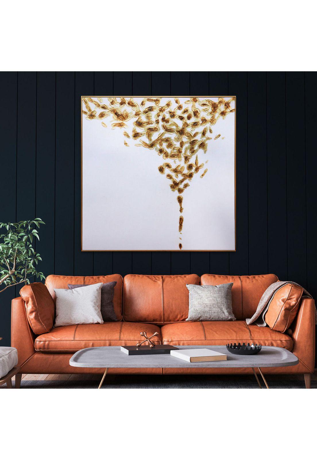 Cuadro Decorativo Oro que Fluye 100x100cm Óleo a mano -1