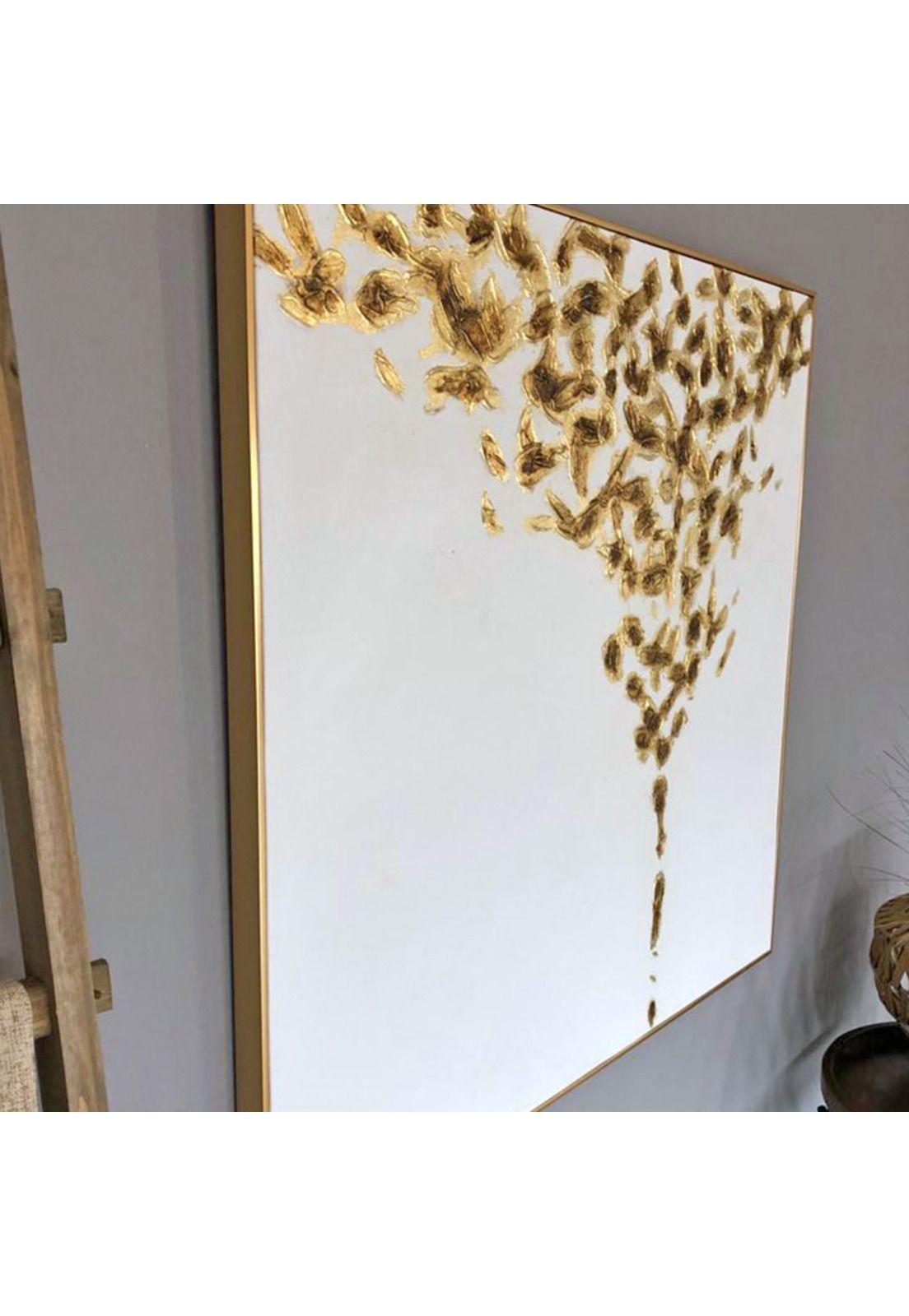 Cuadro Decorativo Oro que Fluye 100x100cm Óleo a mano -2