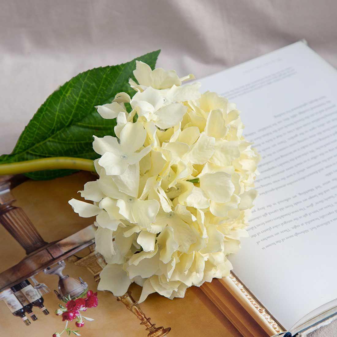 Hortensia flor artificial decorativa | Crema-5