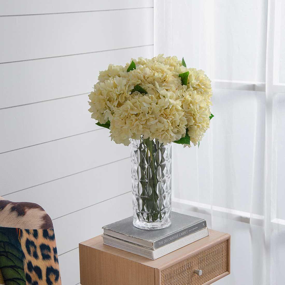 Hortensia flor artificial decorativa | Crema-2