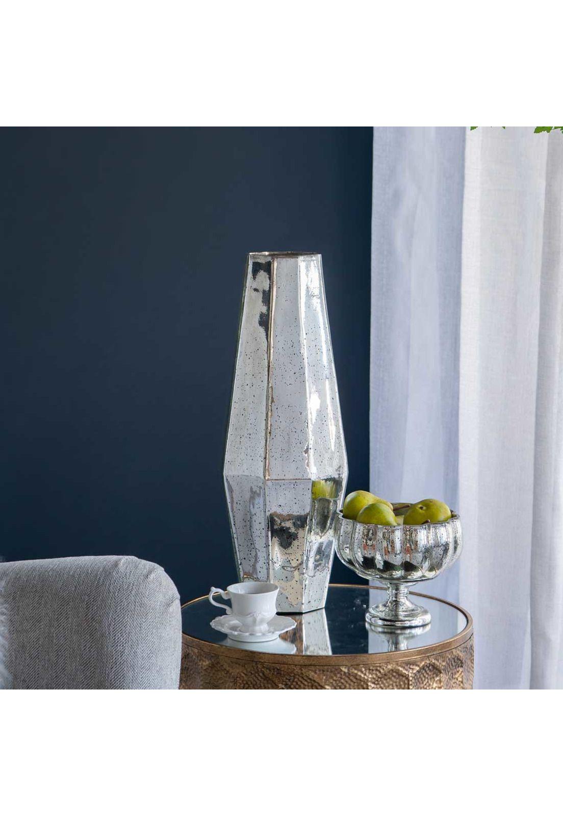 Jarrón decorativo de vidrio envejecido color plateado-1