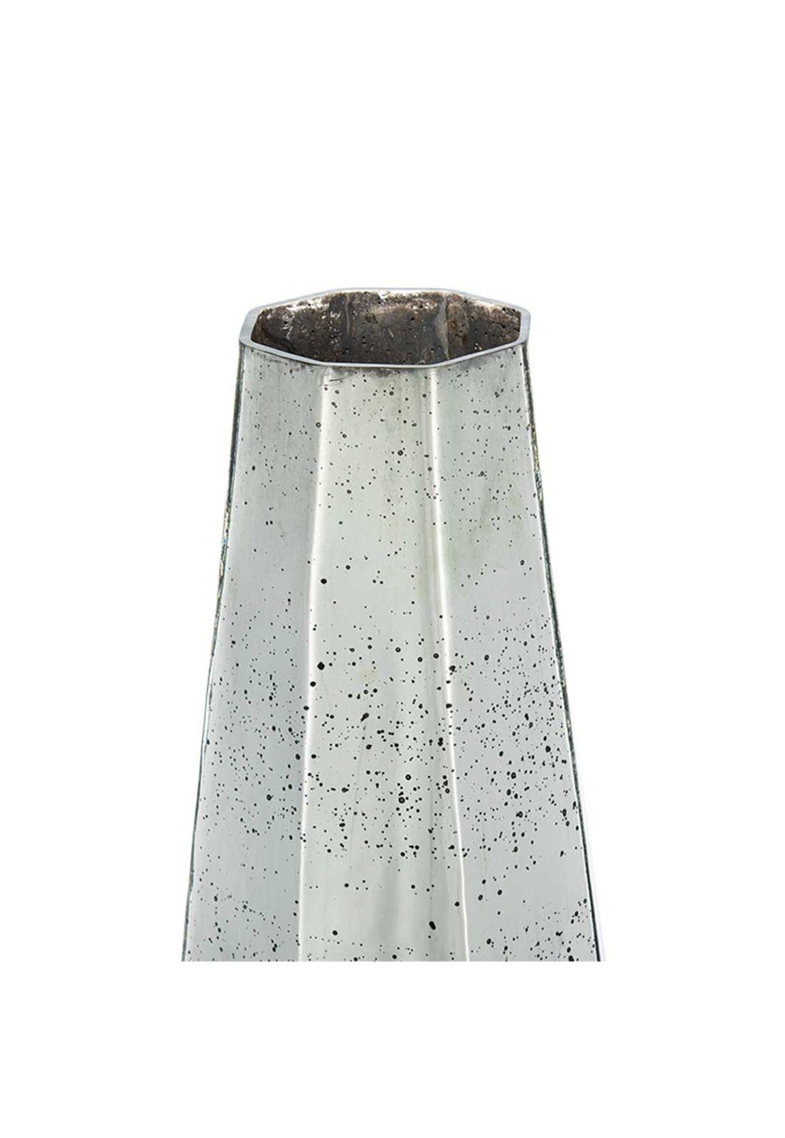 Jarrón decorativo de vidrio envejecido color plateado-4