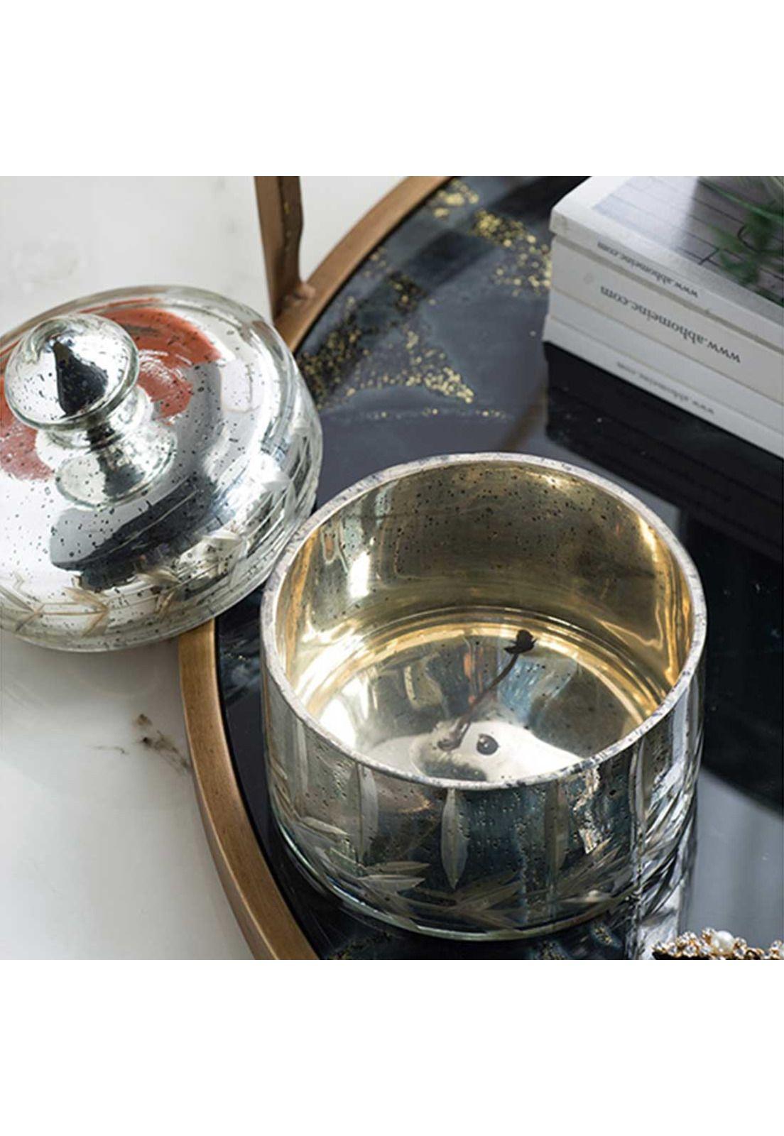 Caja decorativa de vidrio plateada | Circular-2