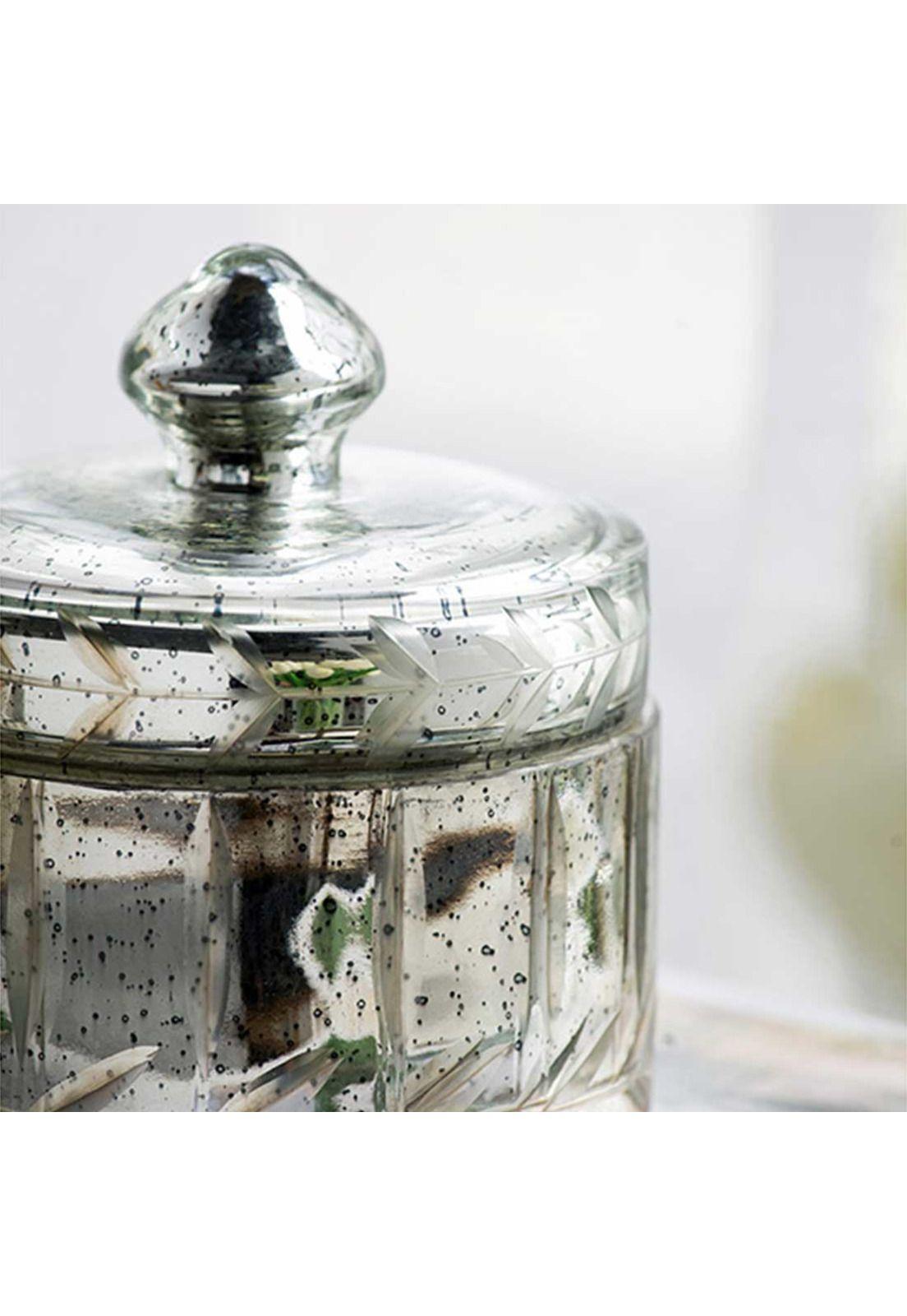 Caja decorativa de vidrio plateada | Circular-3