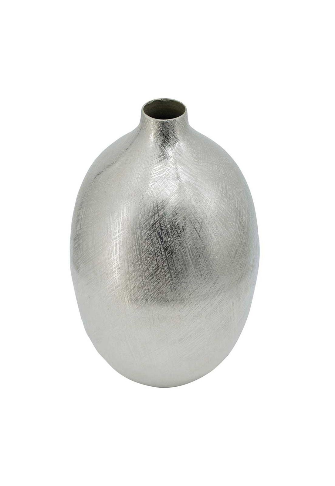 Jarrón decorativo de metal plateado-0