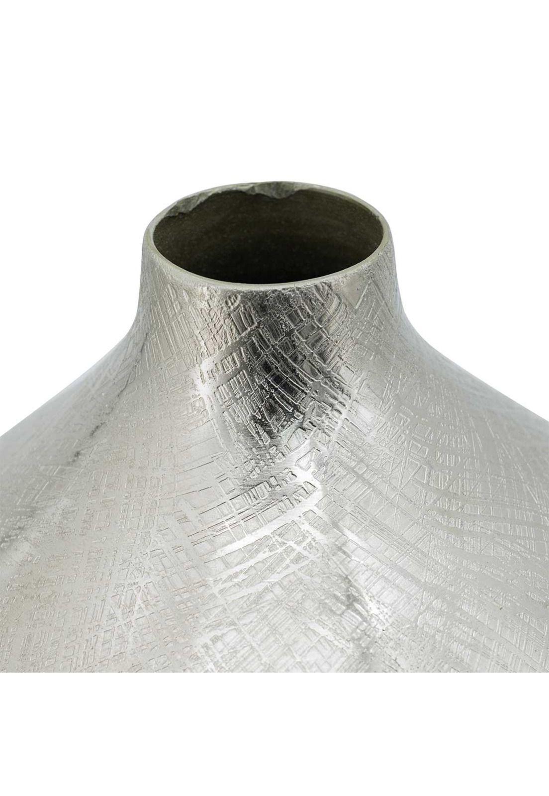 Jarrón decorativo de metal plateado-3