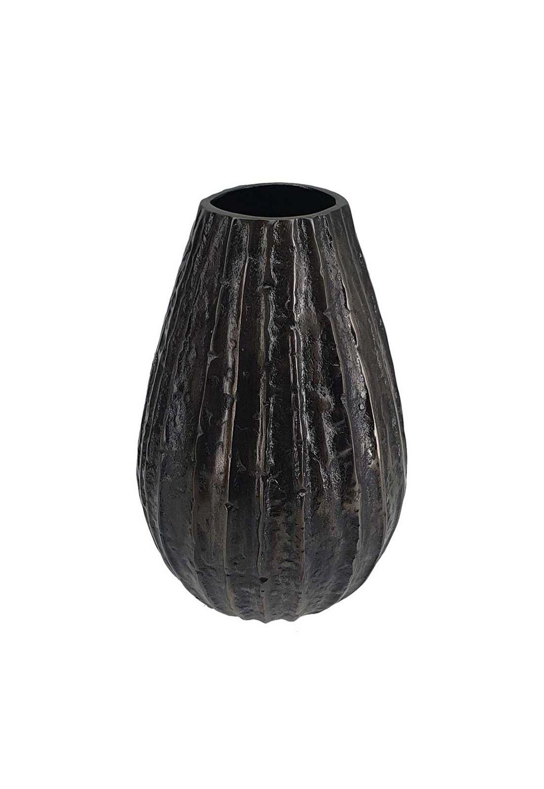 Jarrón decorativo de aluminio texturado negro-0