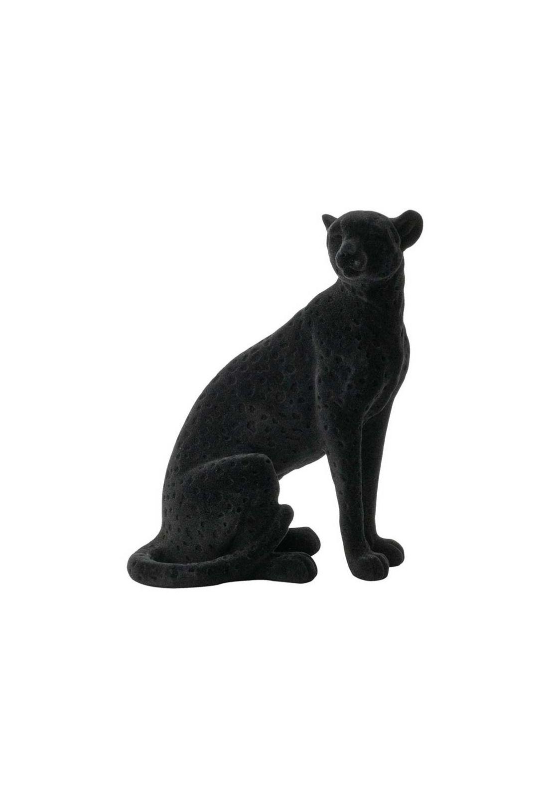 Escultura decorativa Leopardo sentado negro-0