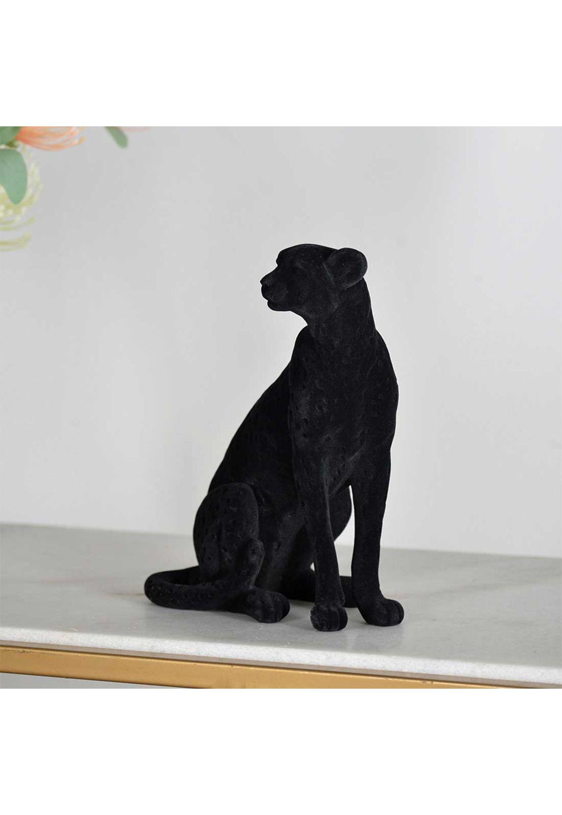 Escultura decorativa Leopardo sentado negro-2
