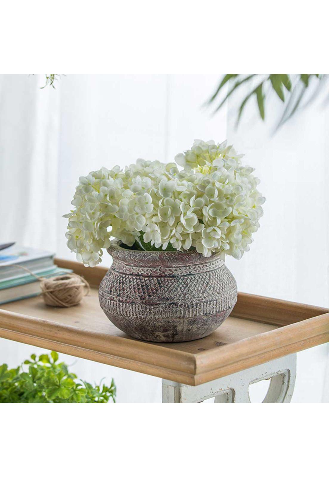 Macetero decorativo de terracota gris oscuro-1