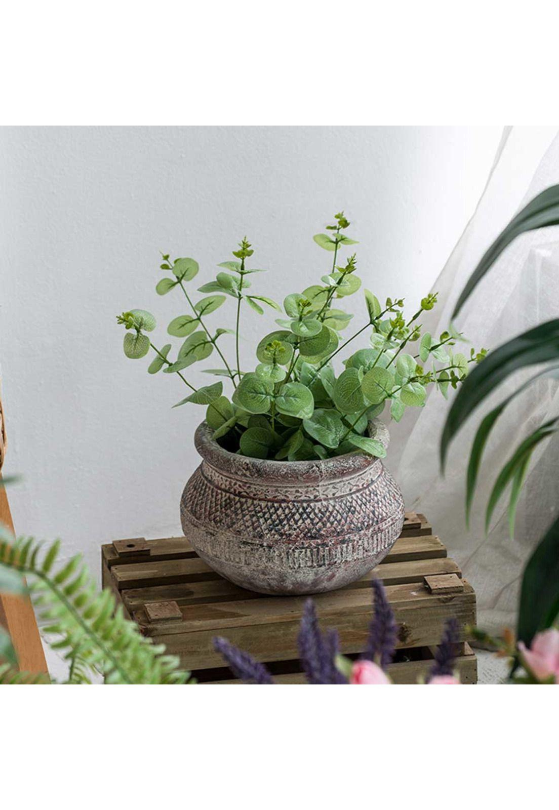 Macetero decorativo de terracota gris oscuro-4