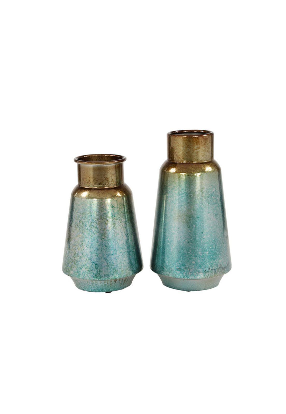 Set Jarrones Turquesa Metal-0