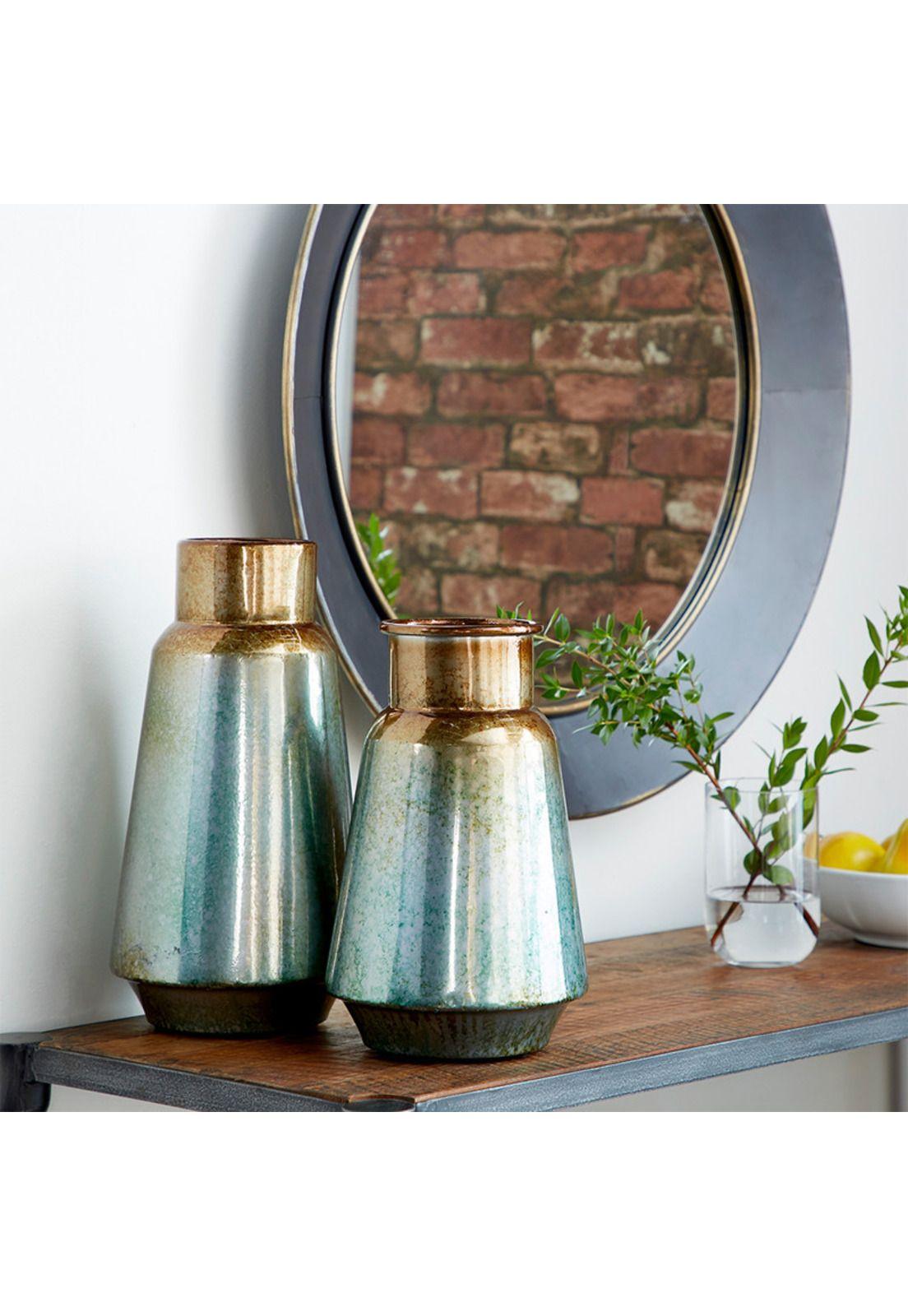 Set Jarrones Turquesa Metal-1