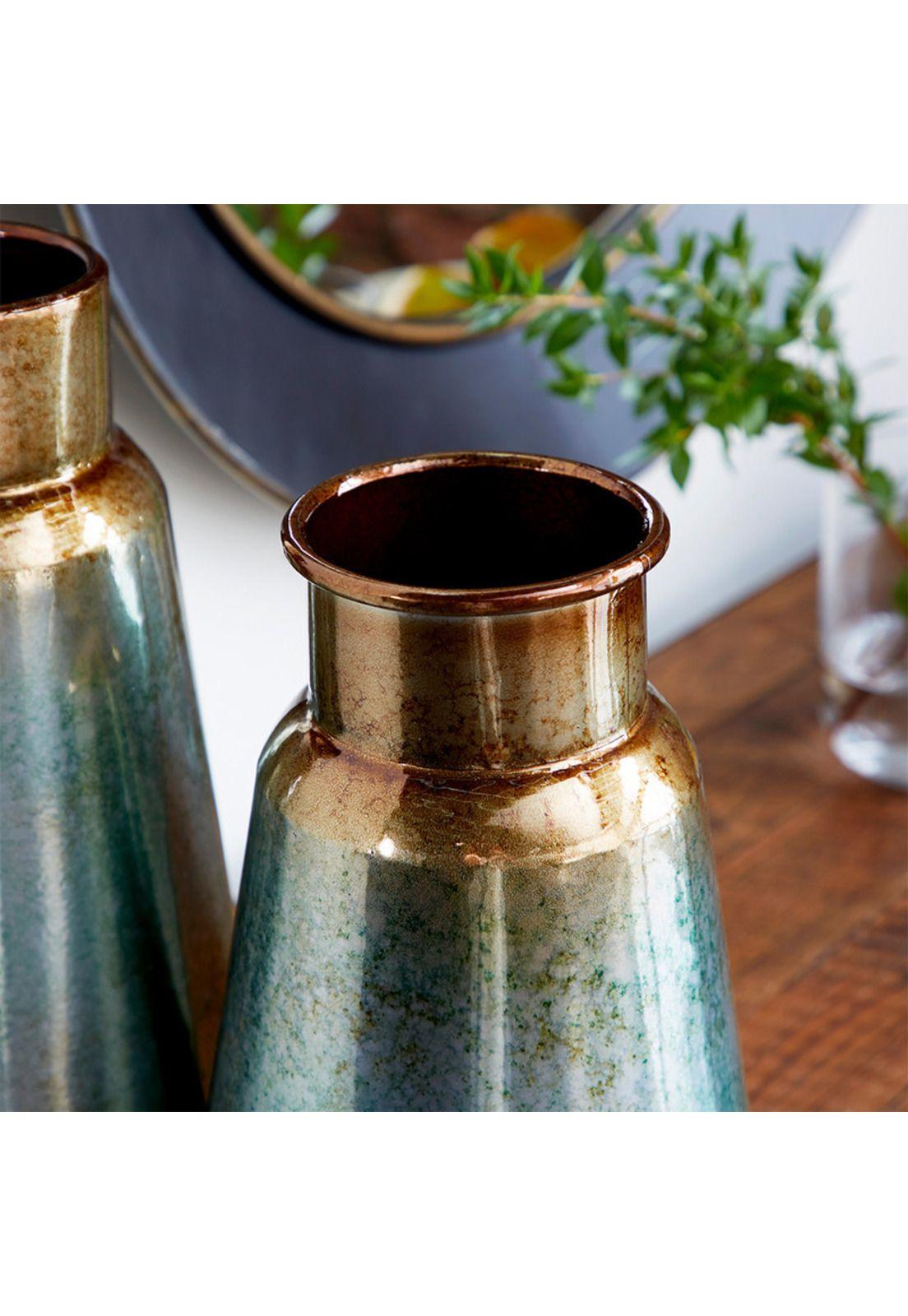 Set Jarrones Turquesa Metal-2