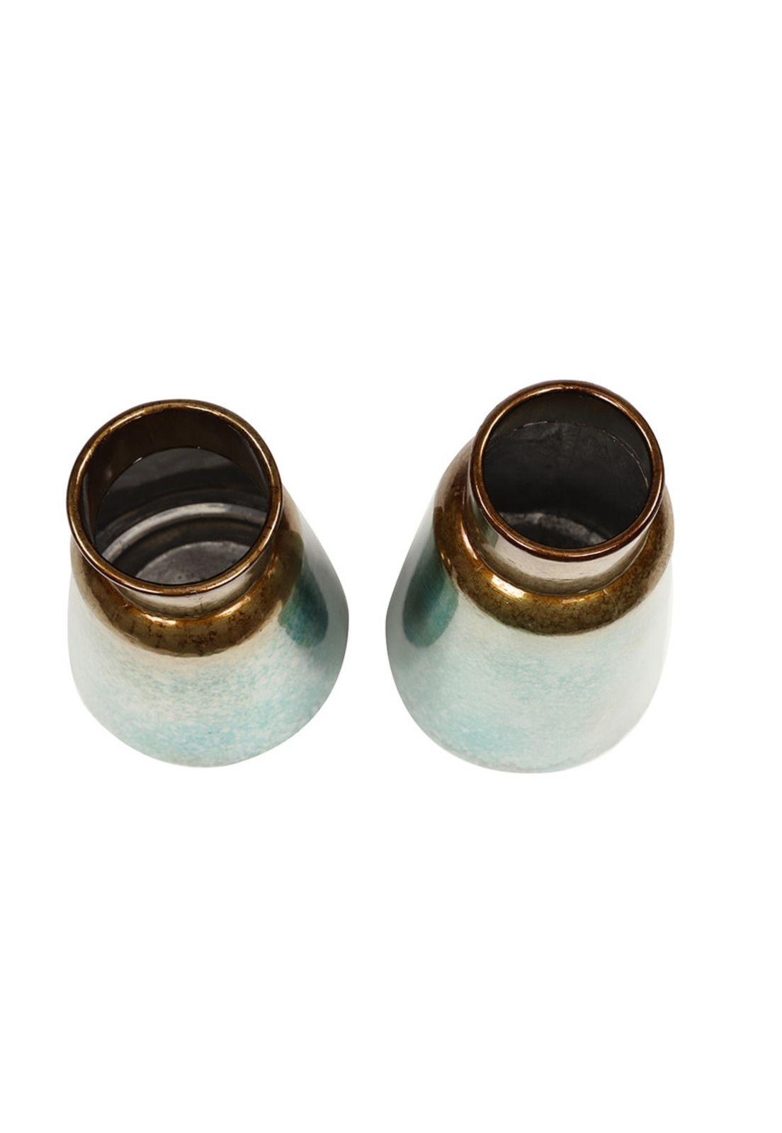 Set Jarrones Turquesa Metal-3